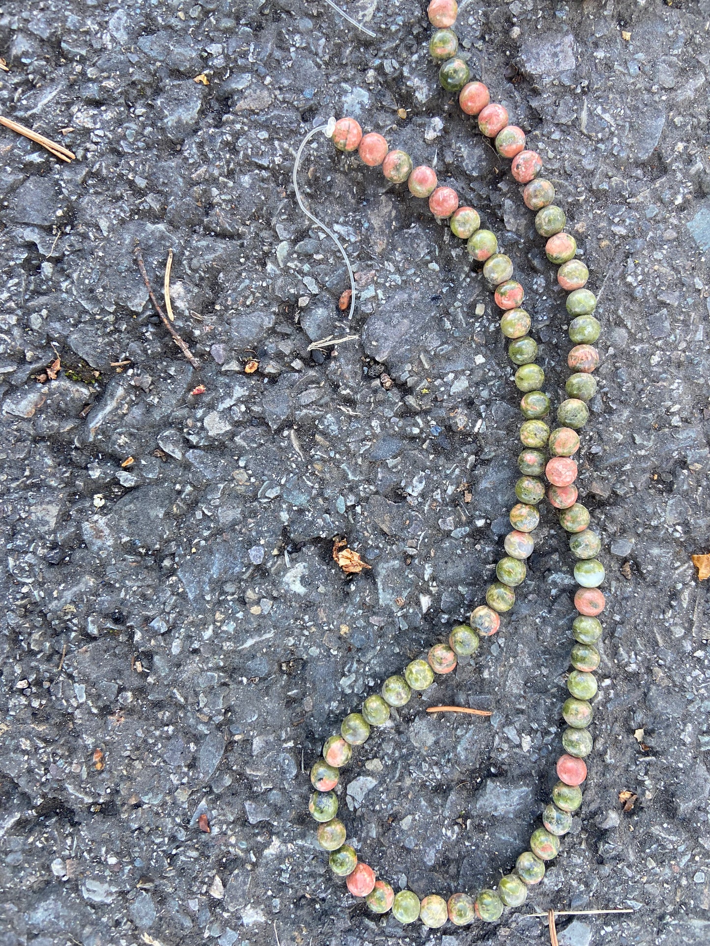 Green & Pink Round Unakite (6mm) Bead