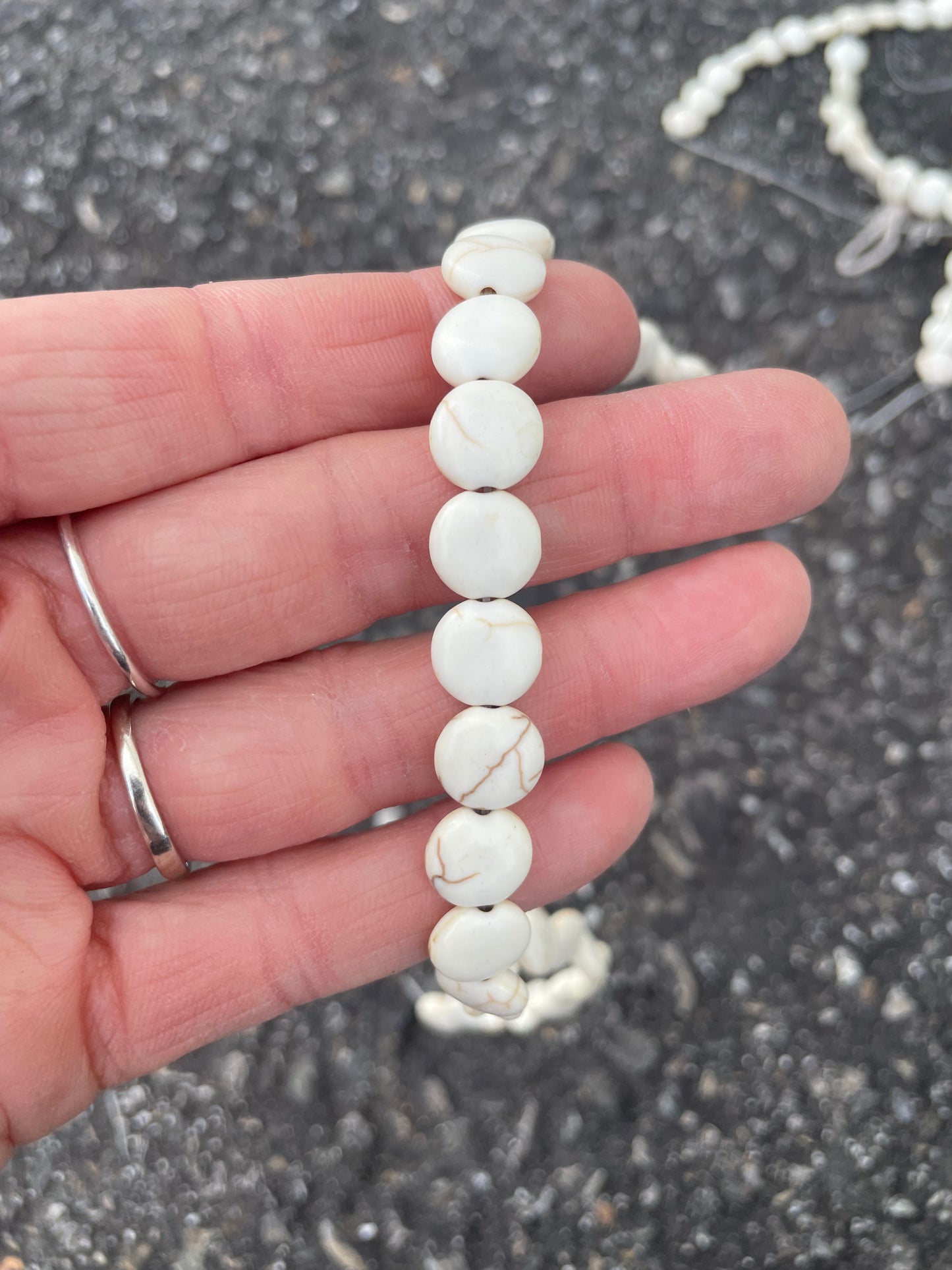 Cream Magnesite Coin Stone Beads 10mm