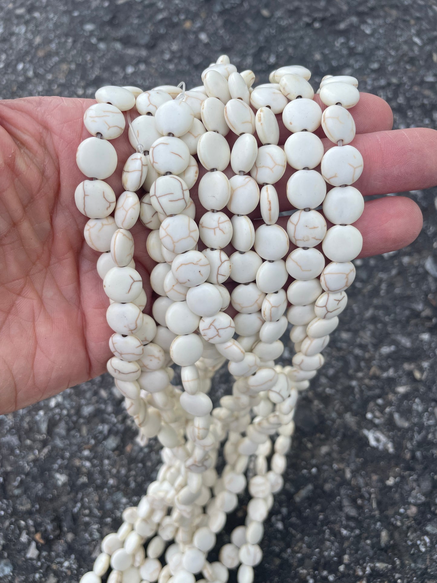 Cream Magnesite Coin Stone Beads 10mm