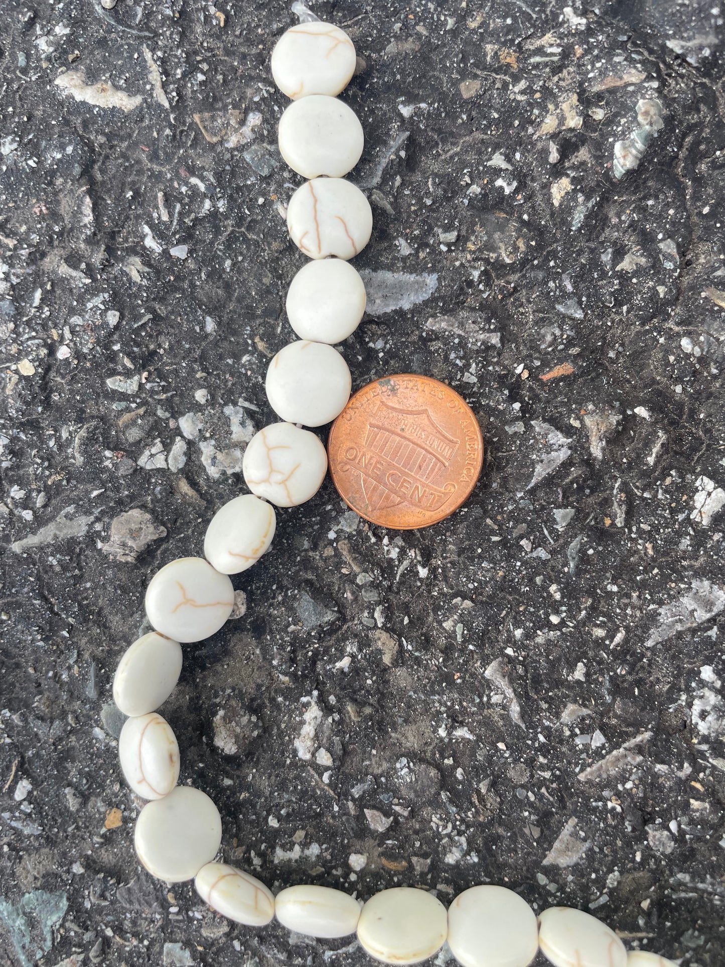 Cream Magnesite Coin Stone Beads 10mm