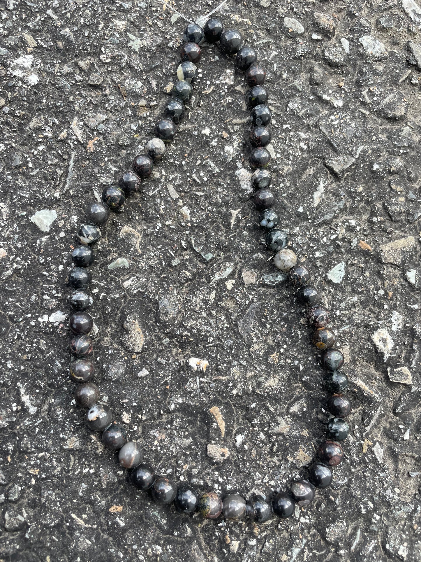 Speckled Black Stone Beads 7mm