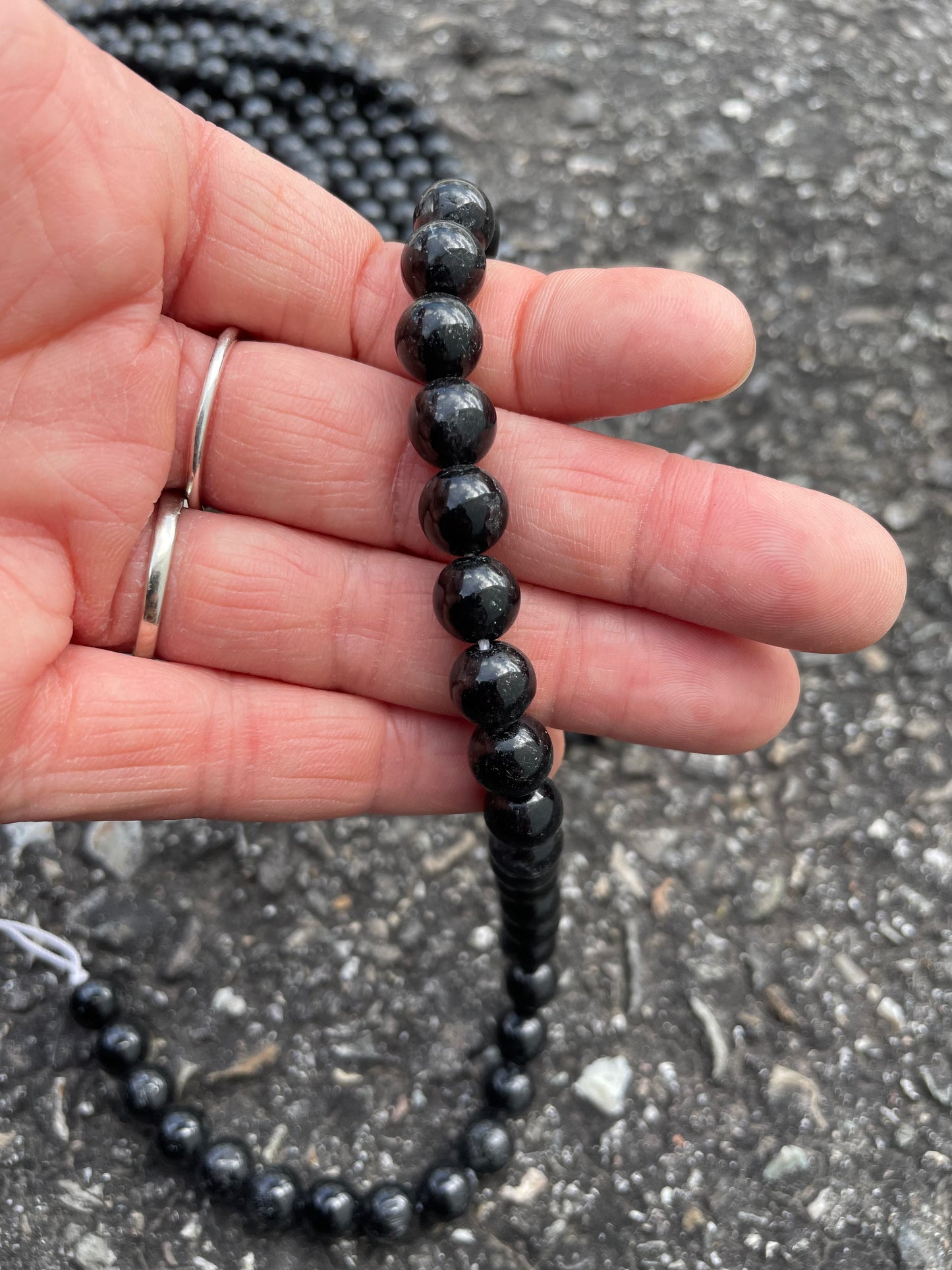 Black Round 8mm Stone Beads