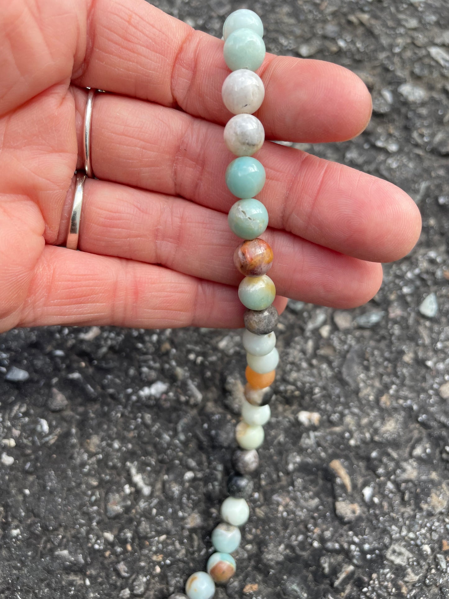 Blue and Black Round Stone Beads (7mm)