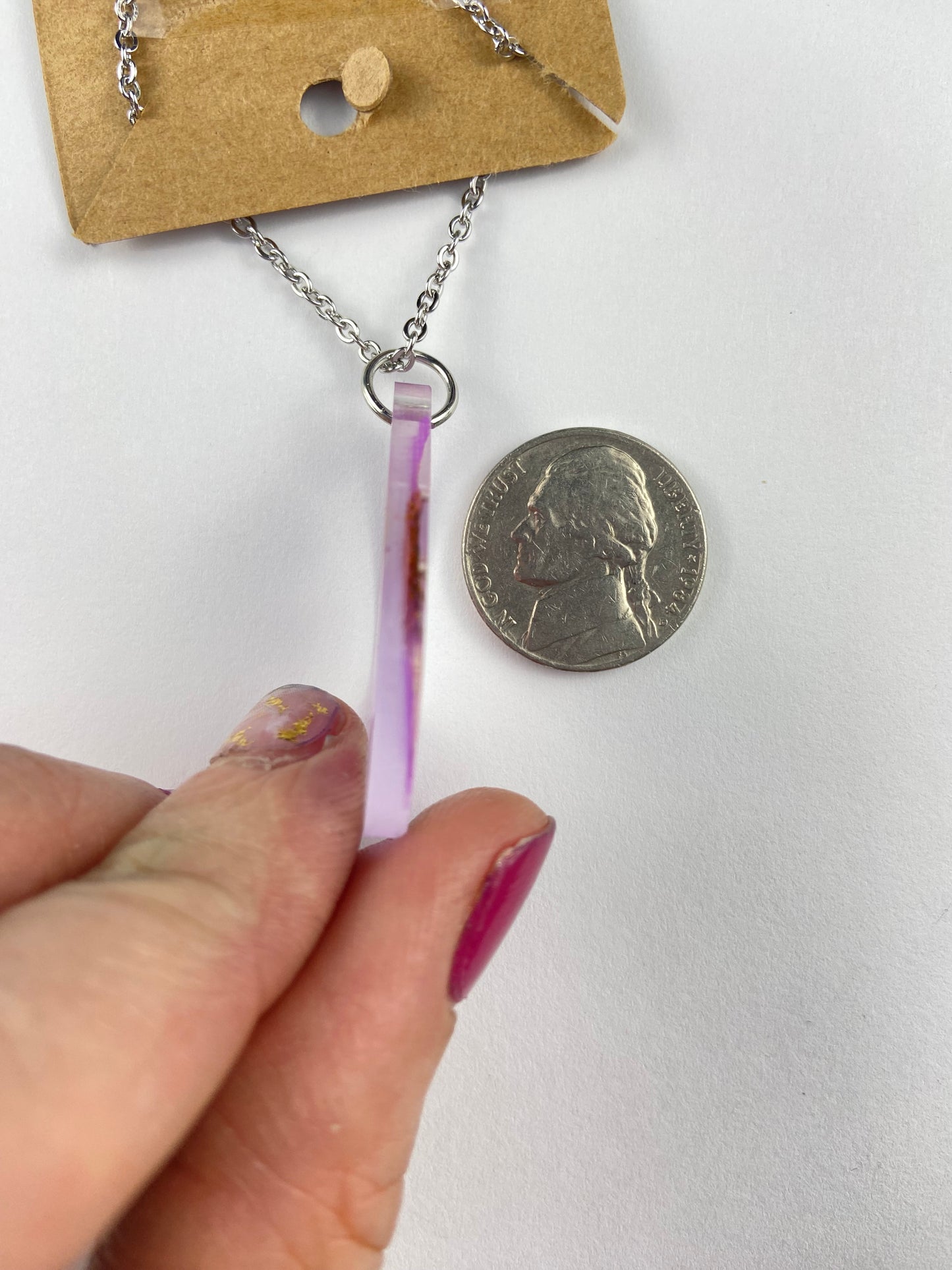 Purple Real Flower Pendant Necklace