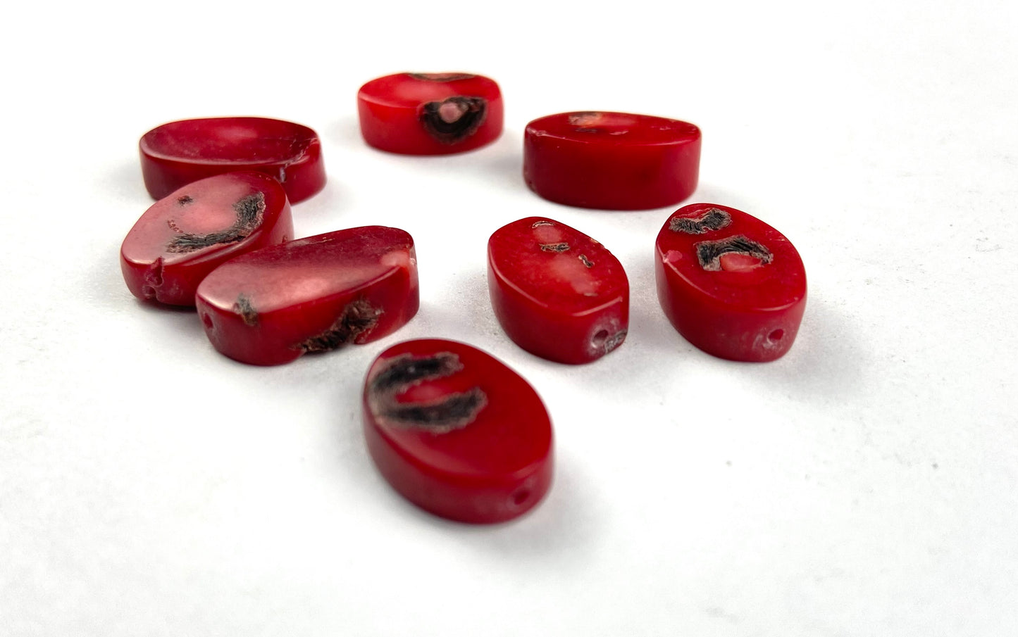 Red Coral Oval Beads