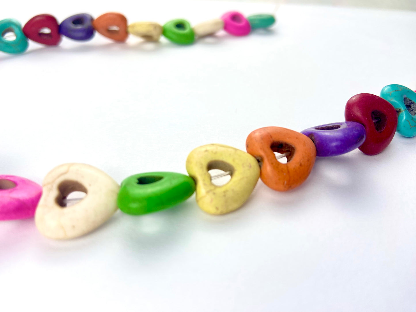 Mulitcolor Heart Shaped Real Stone Beads