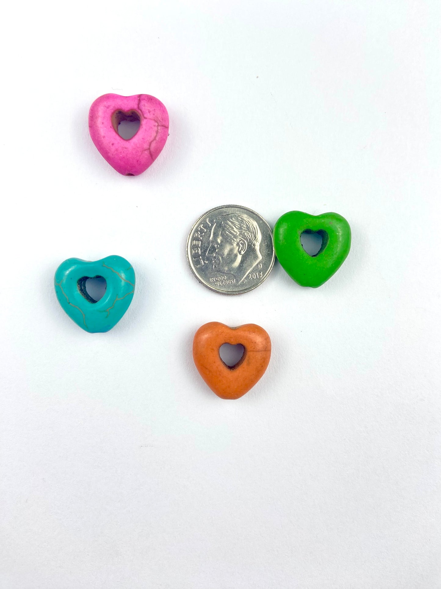 Mulitcolor Heart Shaped Real Stone Beads
