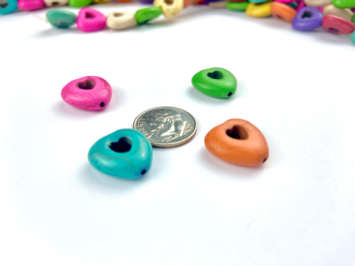 Mulitcolor Heart Shaped Real Stone Beads