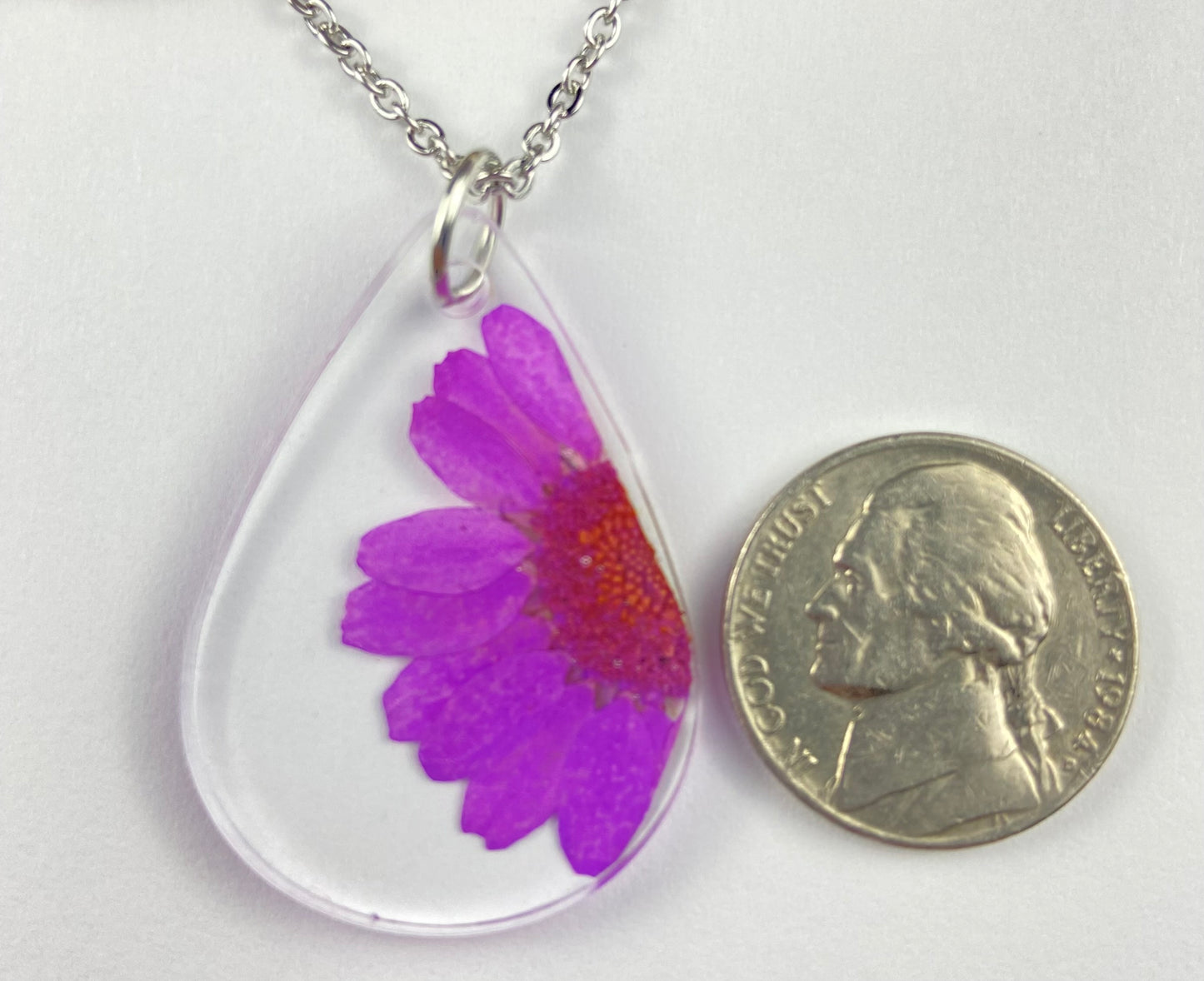 Purple Real Flower Pendant Necklace