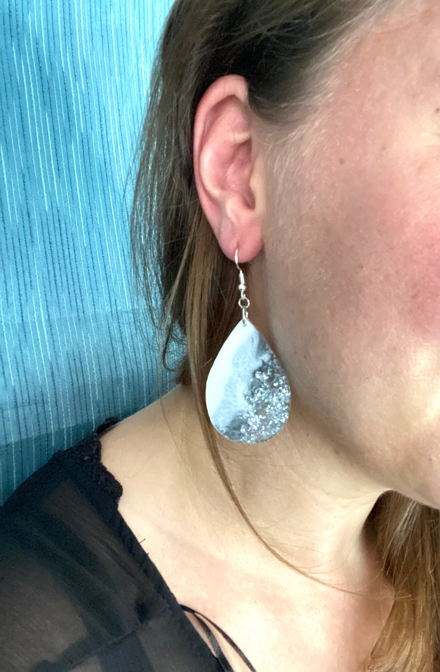 Silver White Dangle Earrings