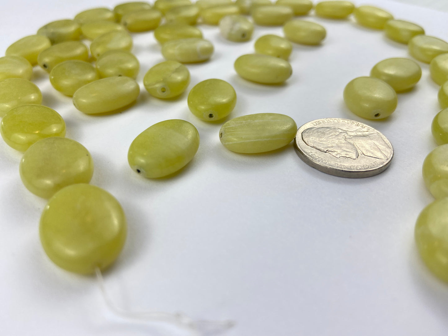 Light Green Oval Stone Beads