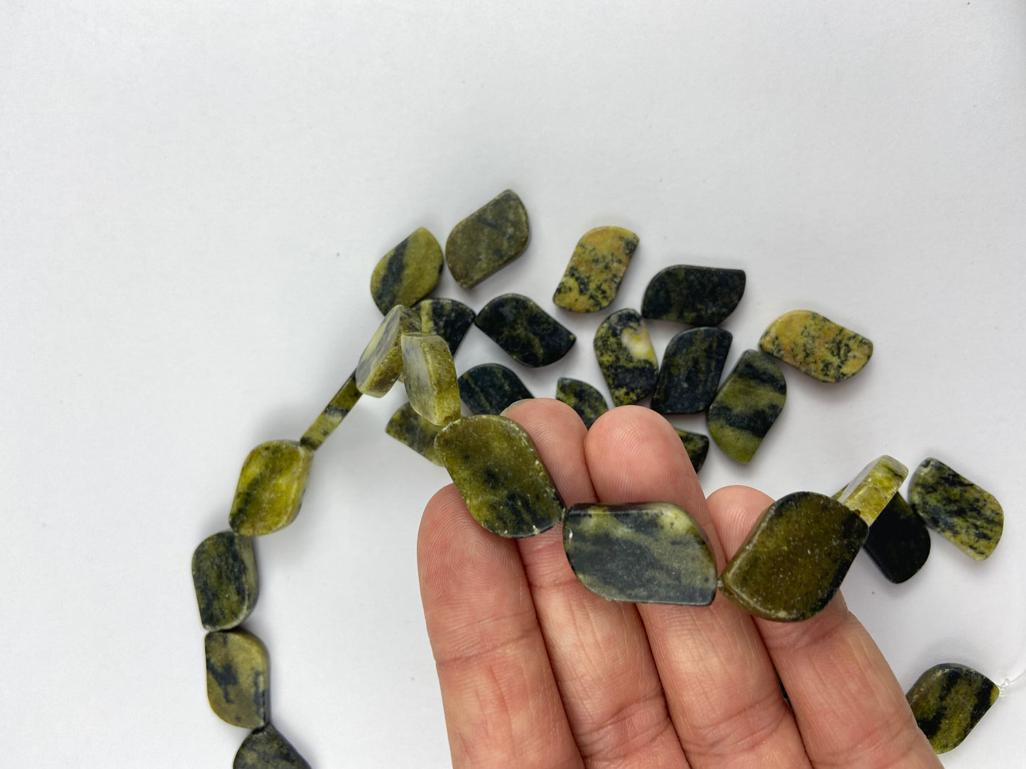Green and Black Serpentine Stone Beads