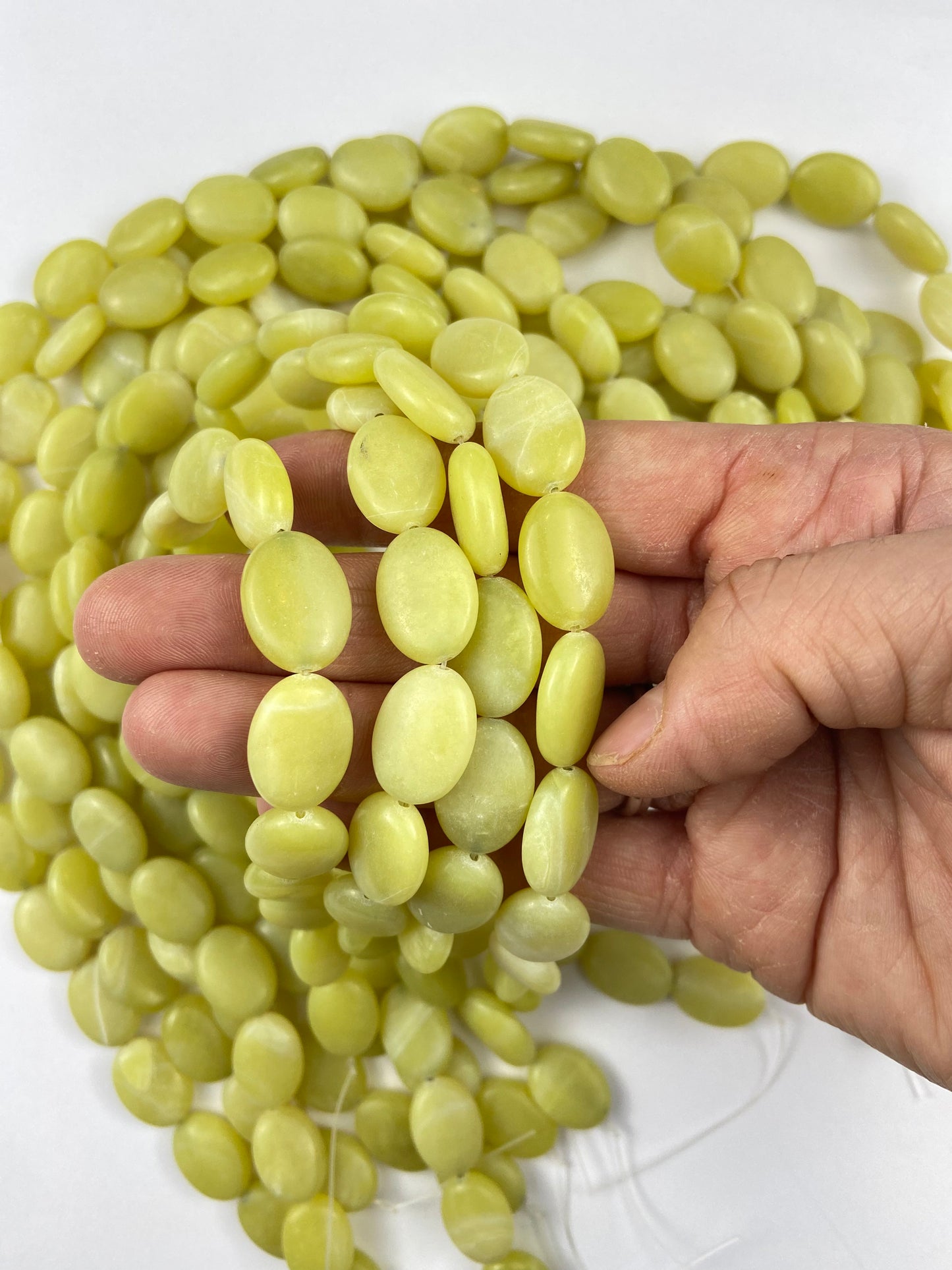 Light Green Oval Stone Beads