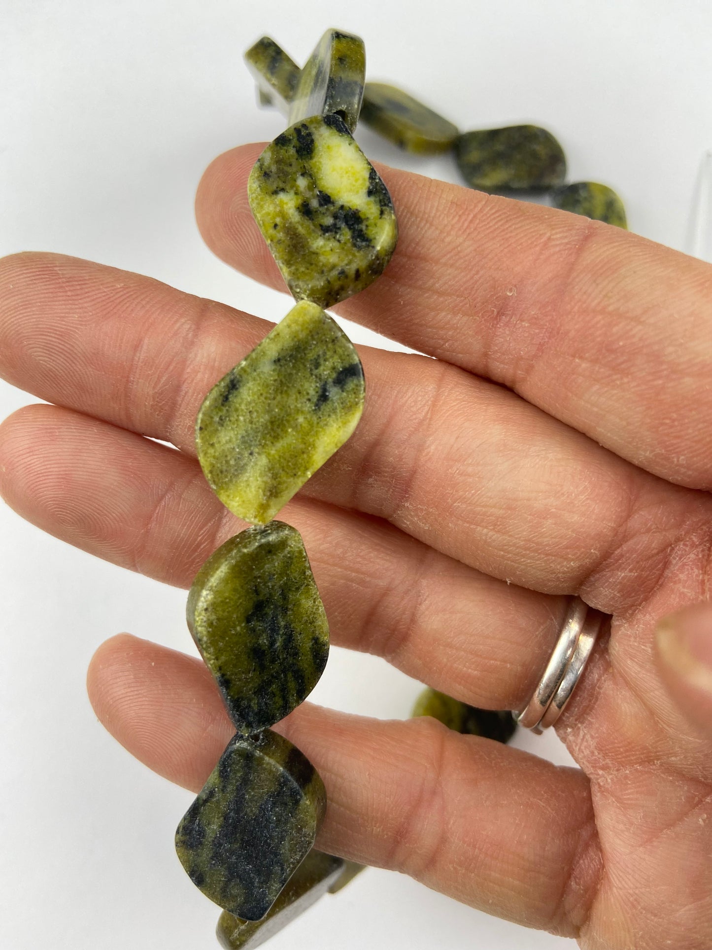 Green and Black Serpentine Stone Beads