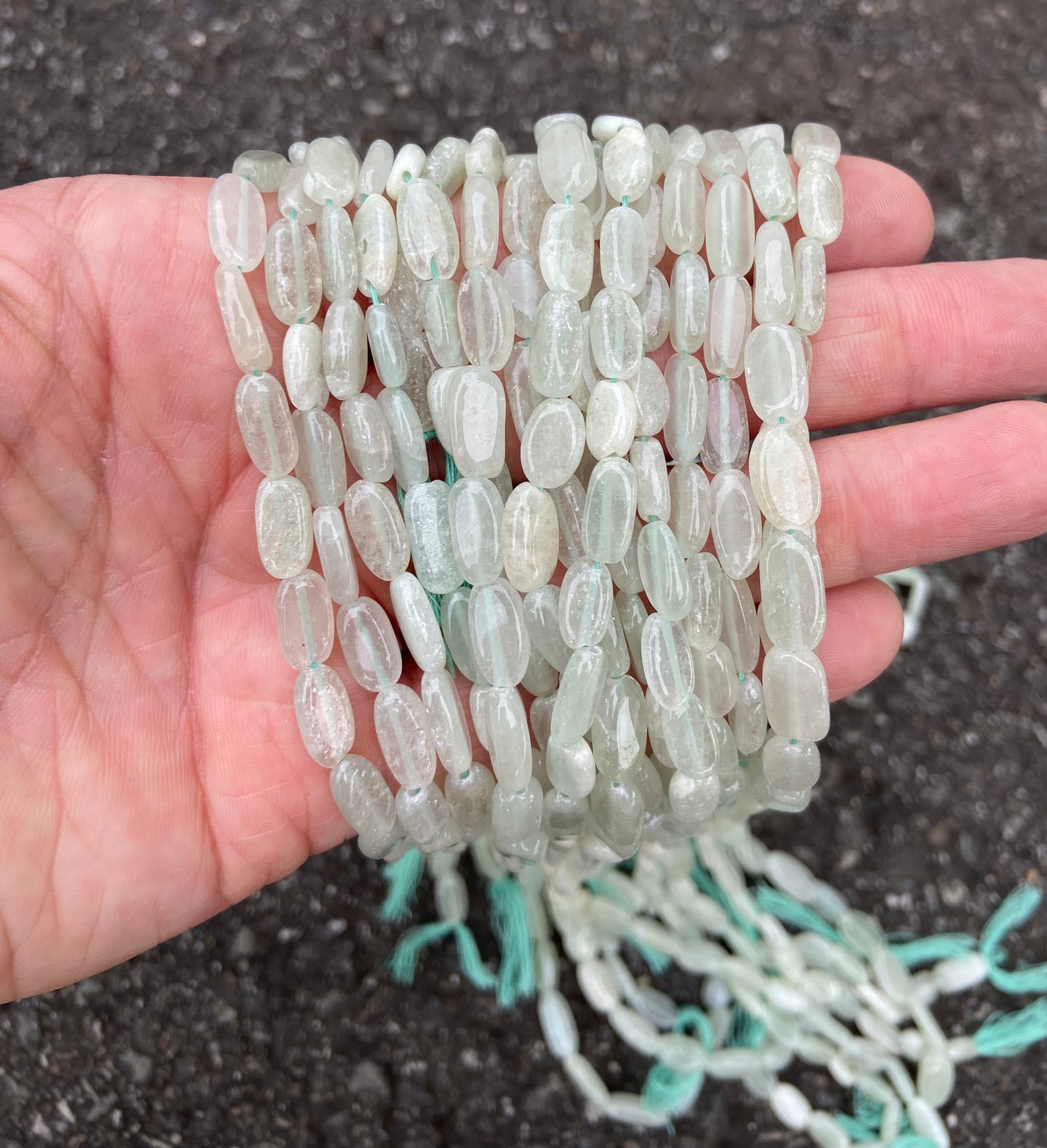 Light Green Transparent Irregular Real Stone Beads