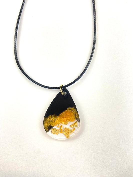 Black and Gold Handmade Resin Necklace