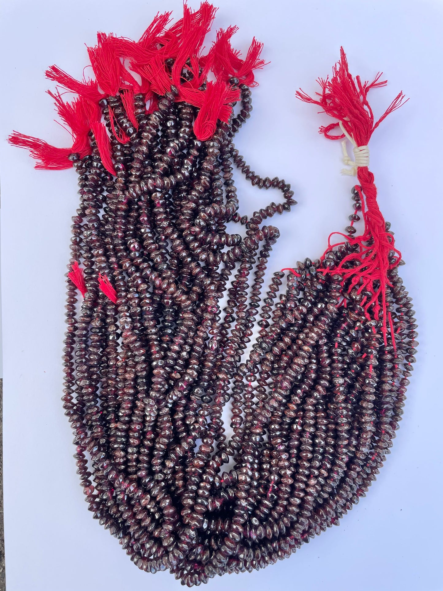Dainty Garnet Saucer Shape Beads