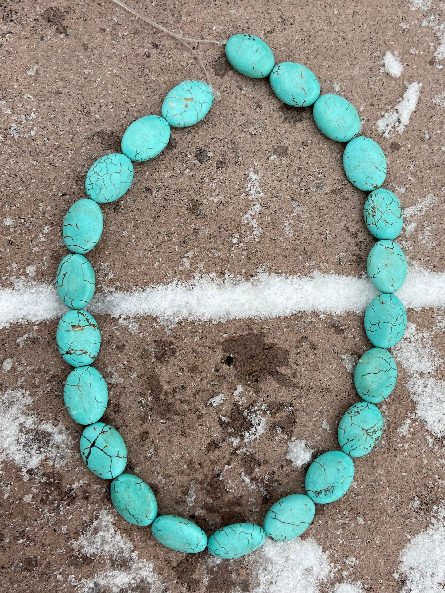 Turquoise Oval Flat Stone Beads 12mm