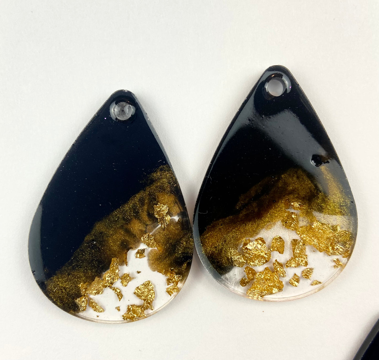 Black and Gold Resin Earrings