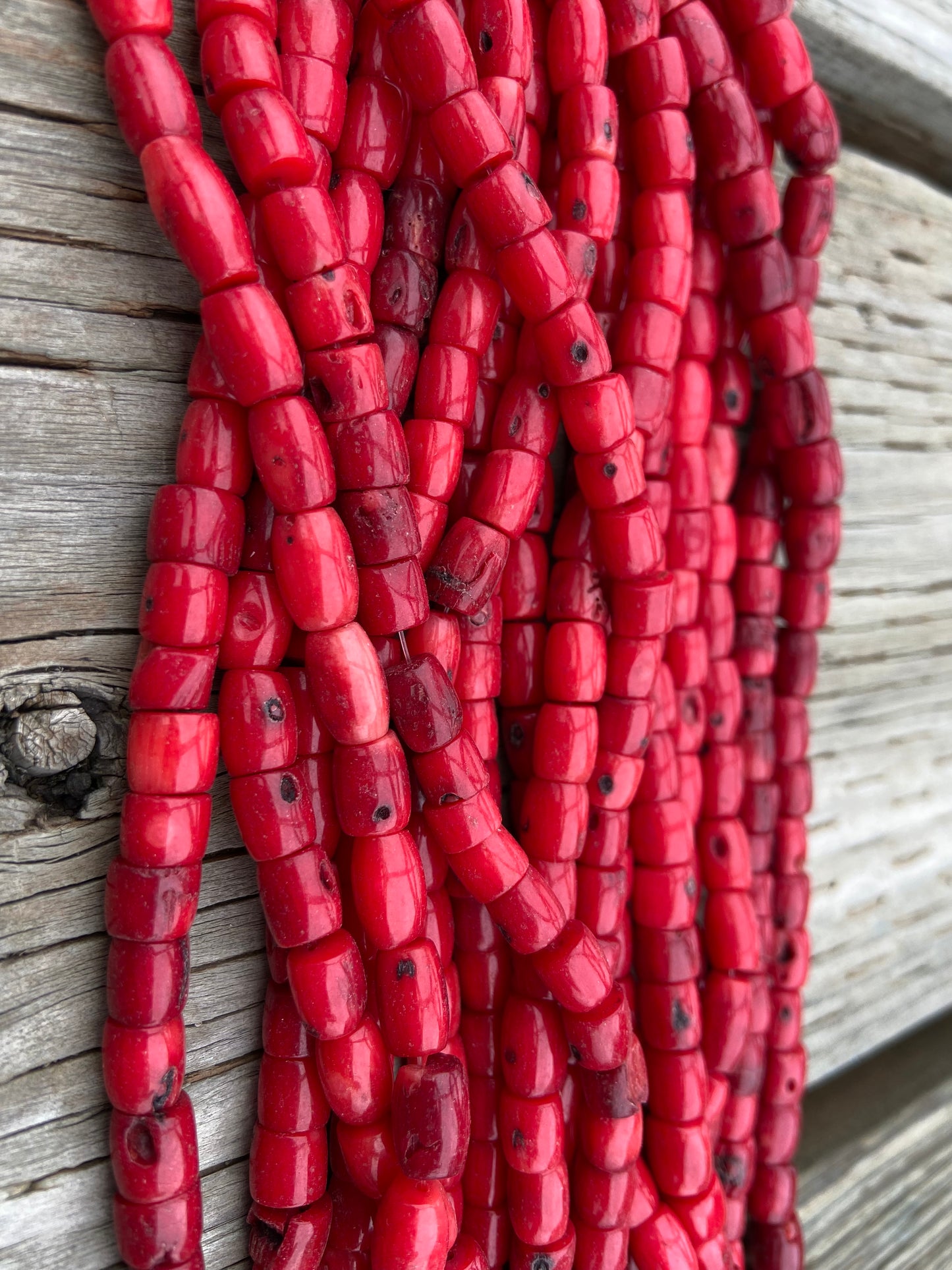 Red Barrel Coral Semi Precious Beads