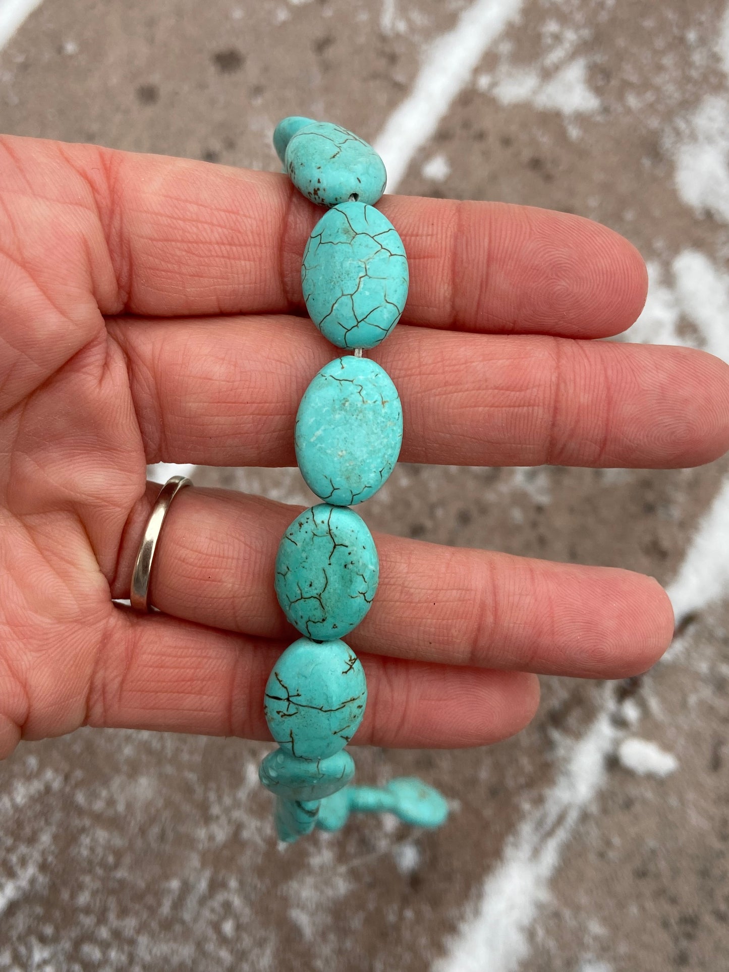 Turquoise Oval Flat Stone Beads 12mm