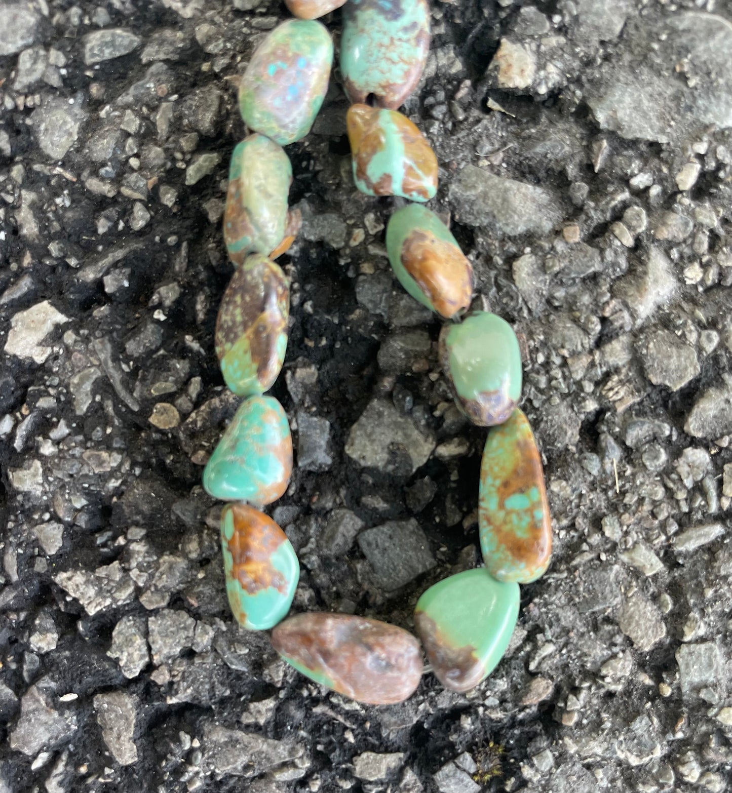 Natural Stone Irregular Greenish-Turquoise & Brown Beads