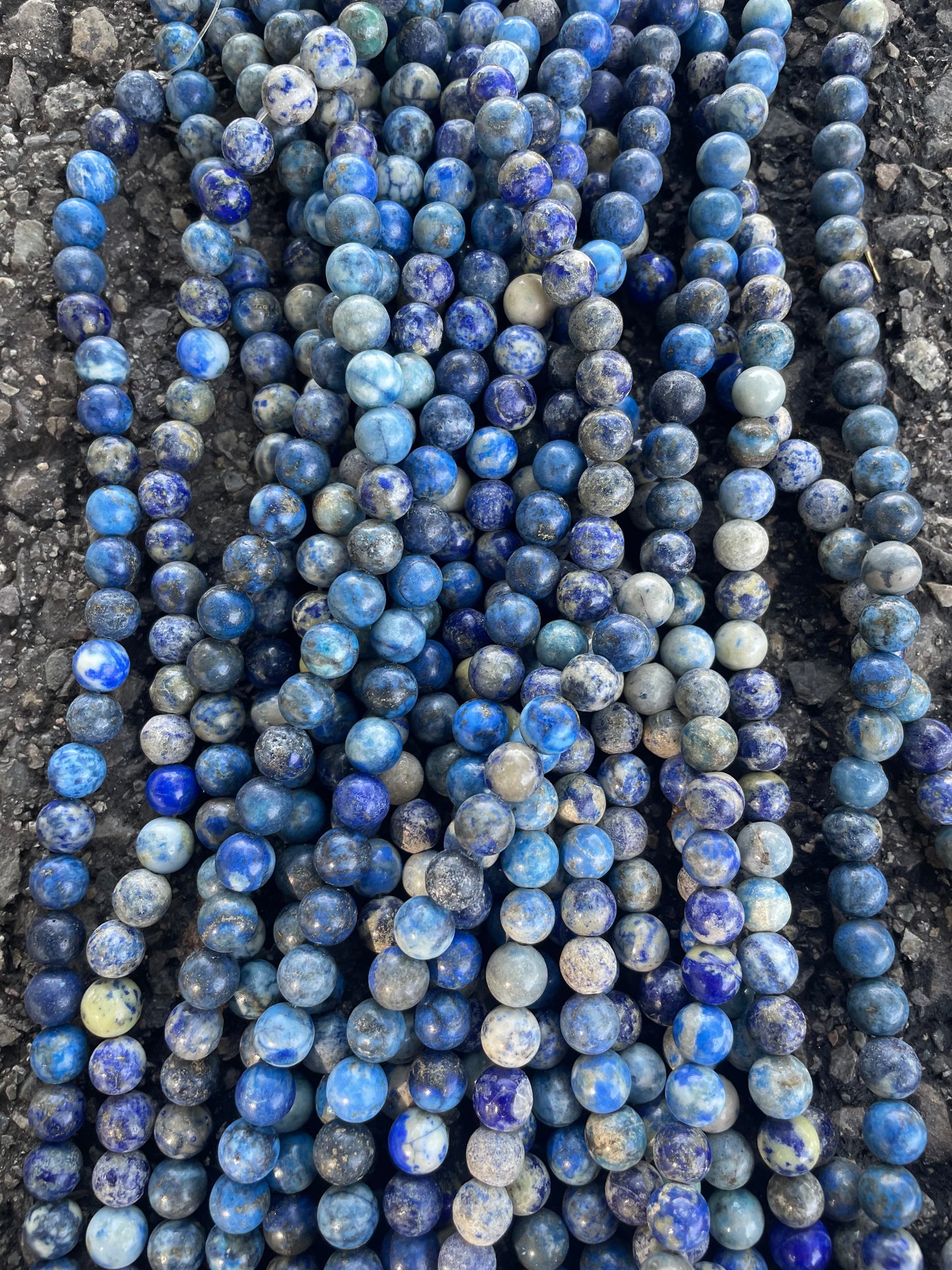 Blue Speckle Round Real Stone Beads