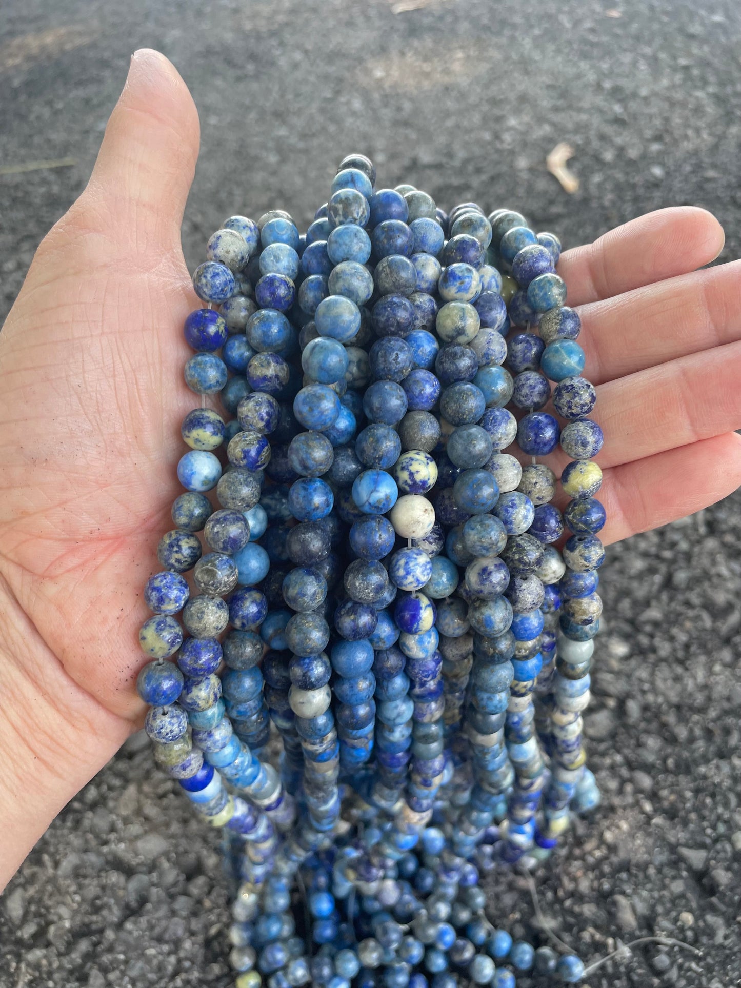 Blue Speckle Round Real Stone Beads