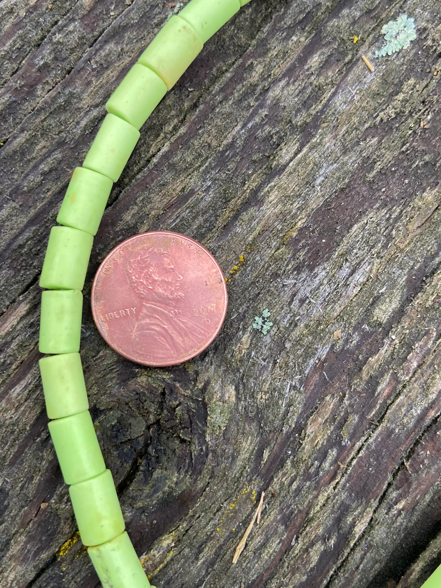 Lime Green Tube Magnesite Stone Bead 10mm