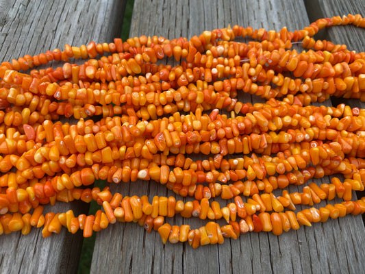 Orange Coral Chipped Beads