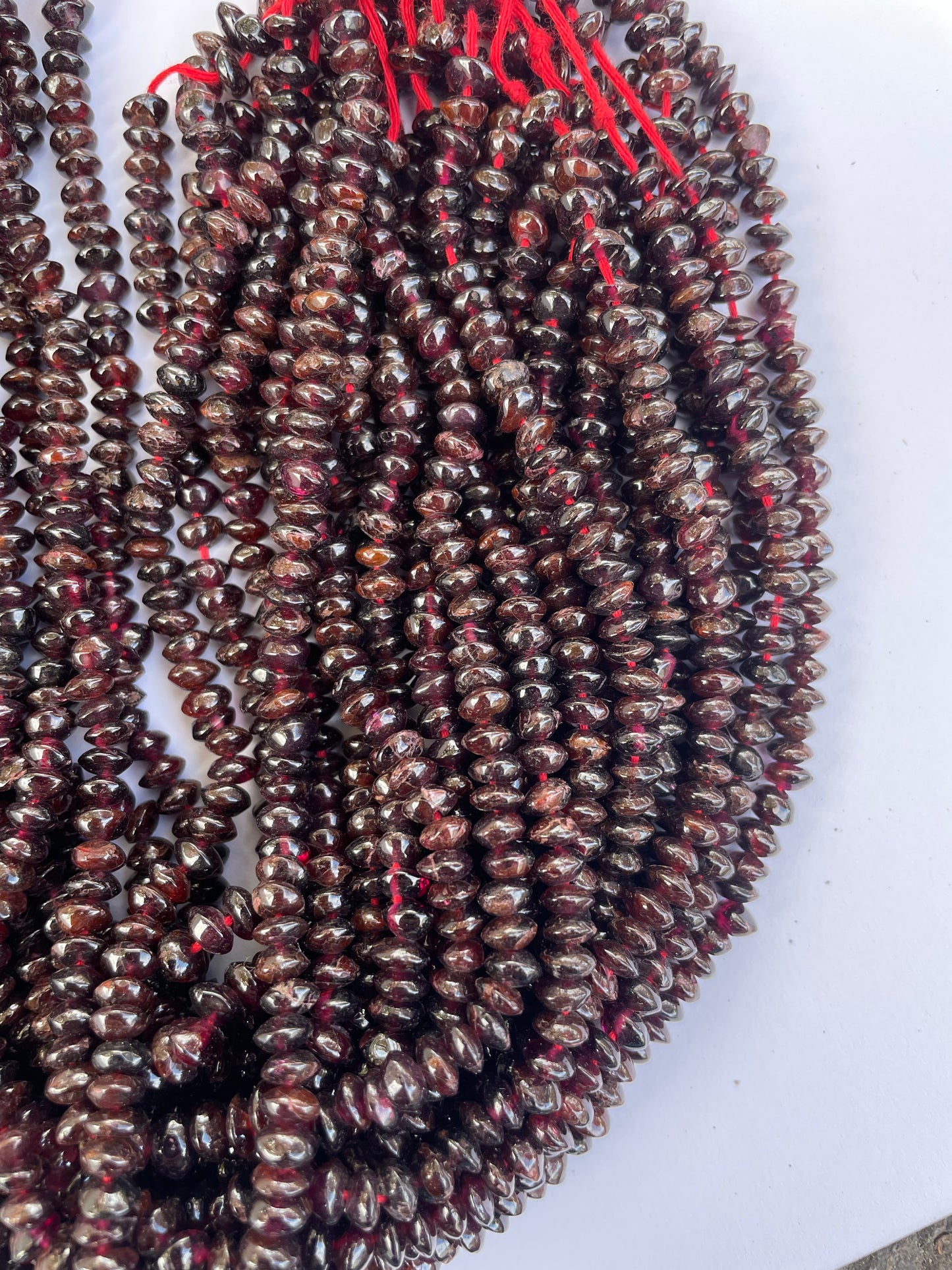 Dainty Garnet Saucer Shape Beads