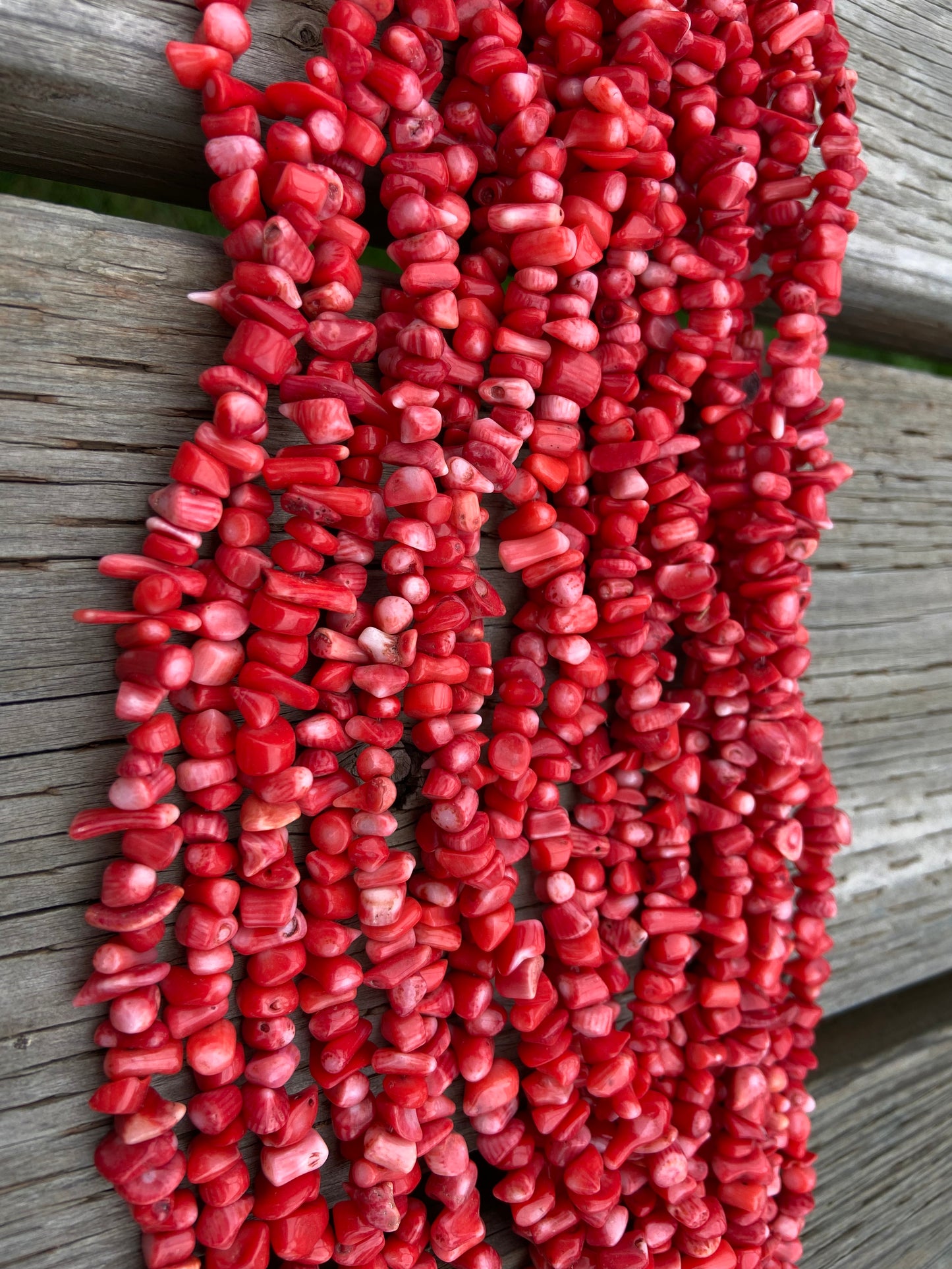 Red Chipped Coral Semi Precious Stone Beads