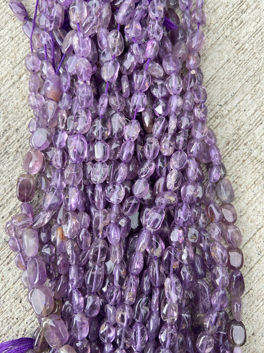 Purple Transparent Irregular Real Stone Beads