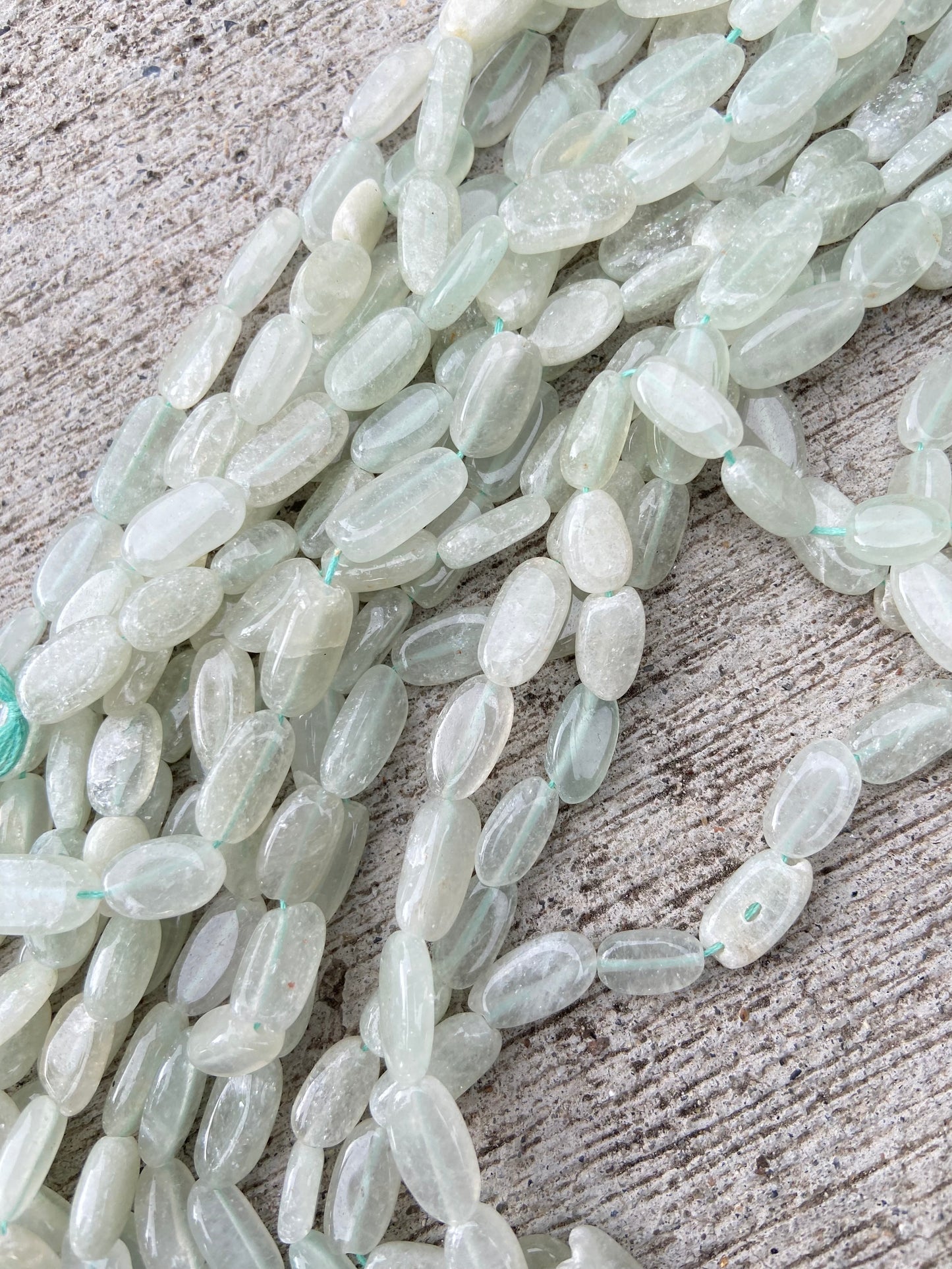 Light Green Transparent Irregular Real Stone Beads