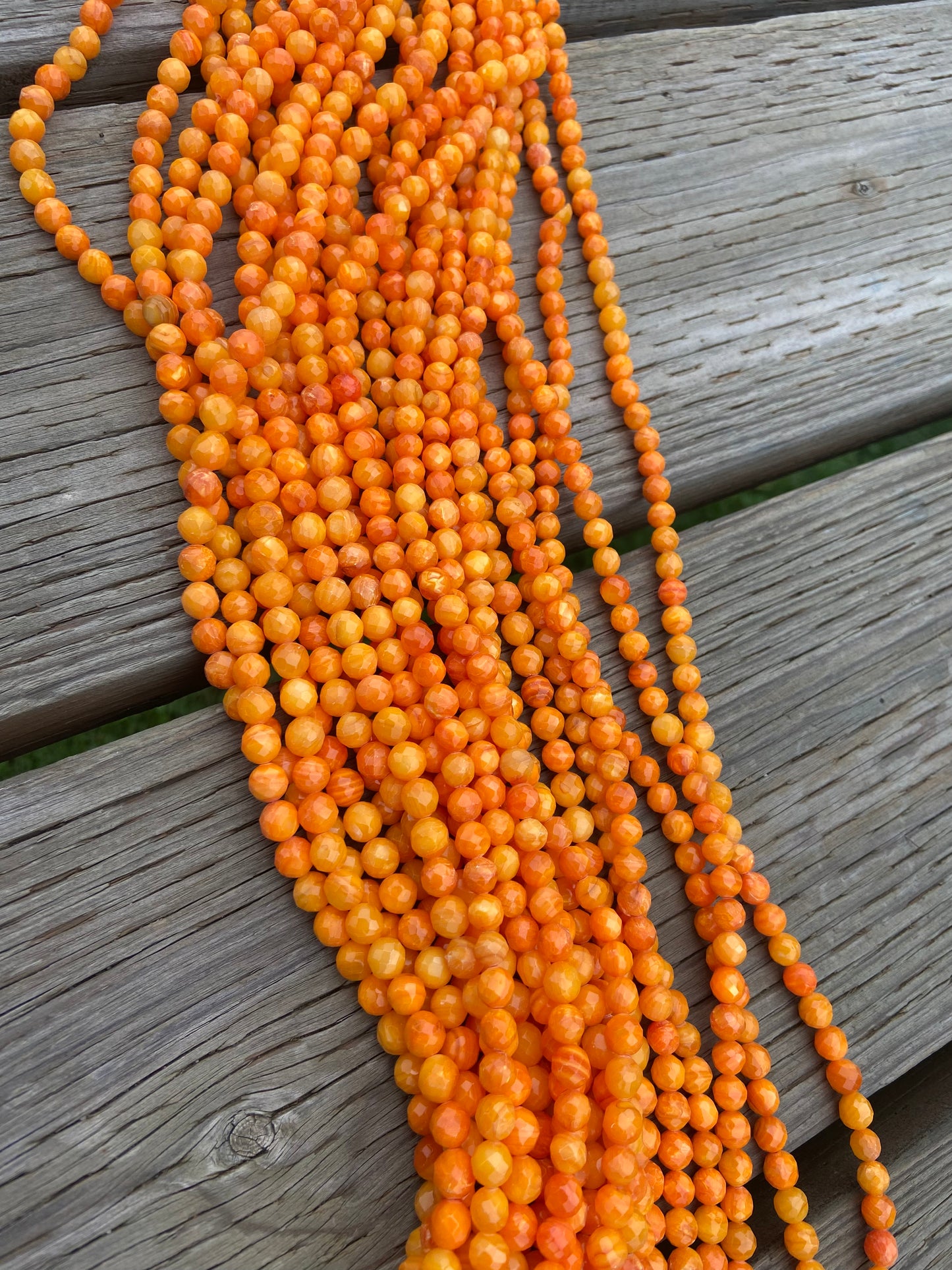 Orange Round Faceted Coral Bead