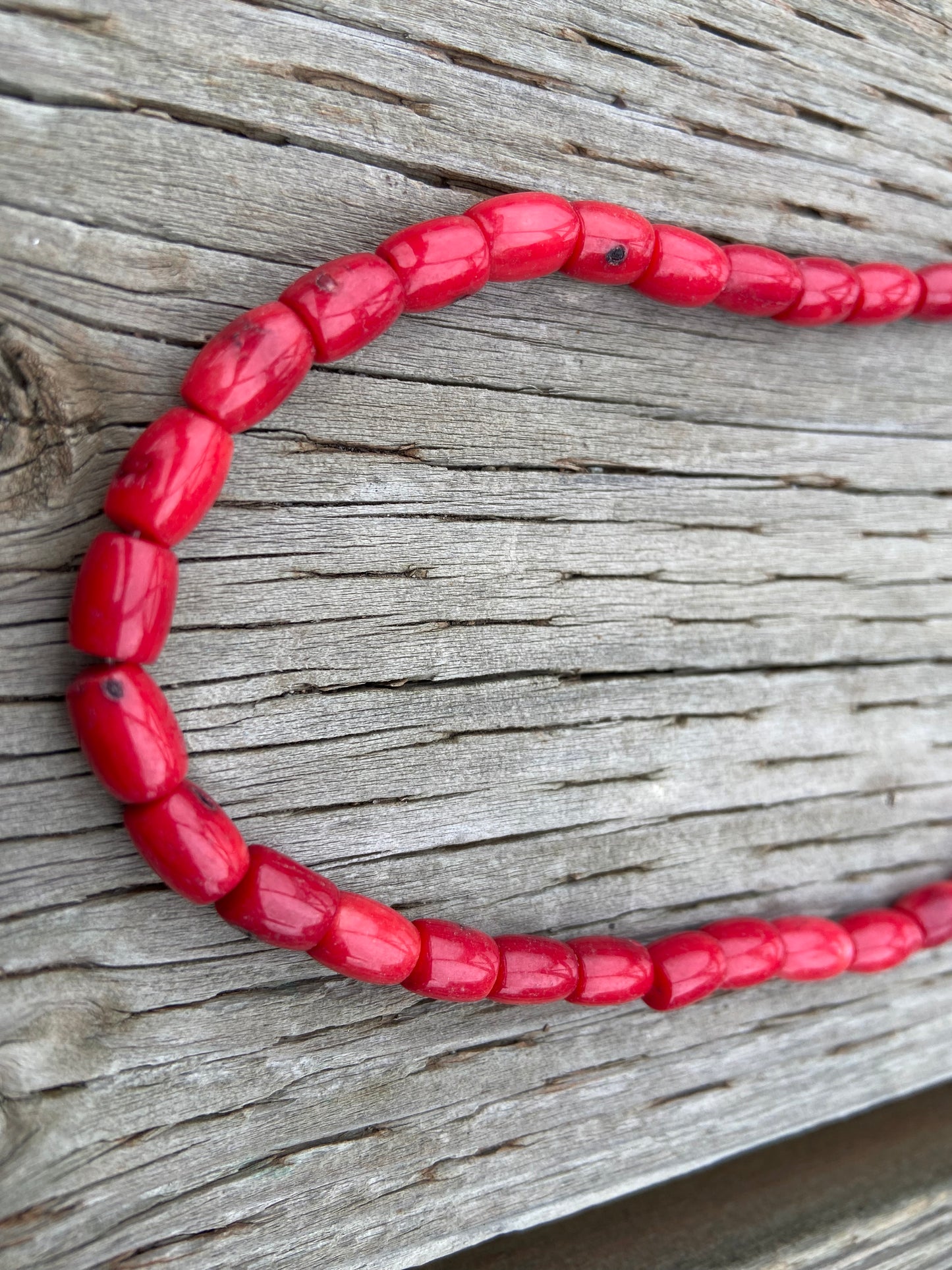 Red Barrel Coral Semi Precious Beads