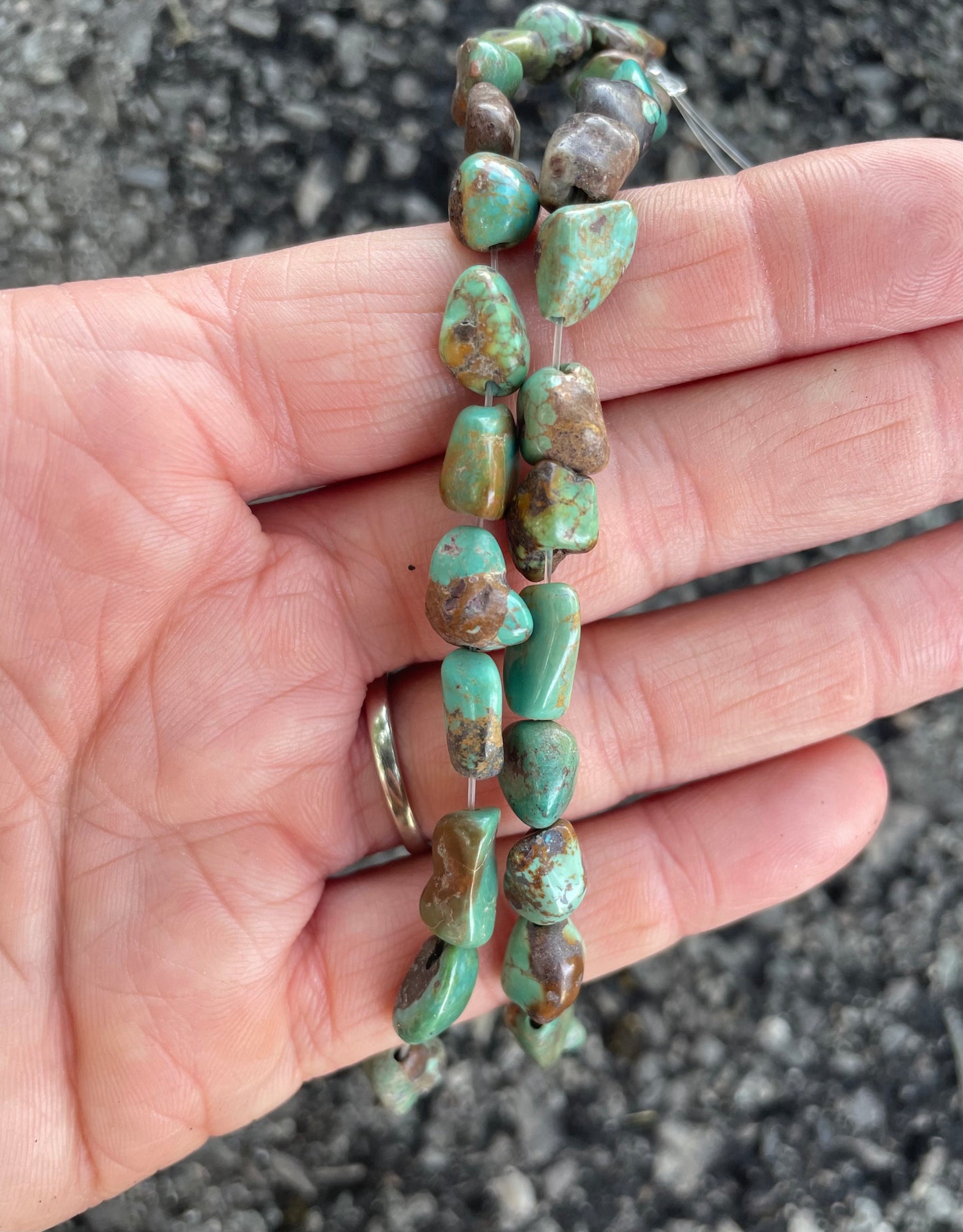 Natural Stone Irregular Greenish-Turquoise & Brown Beads