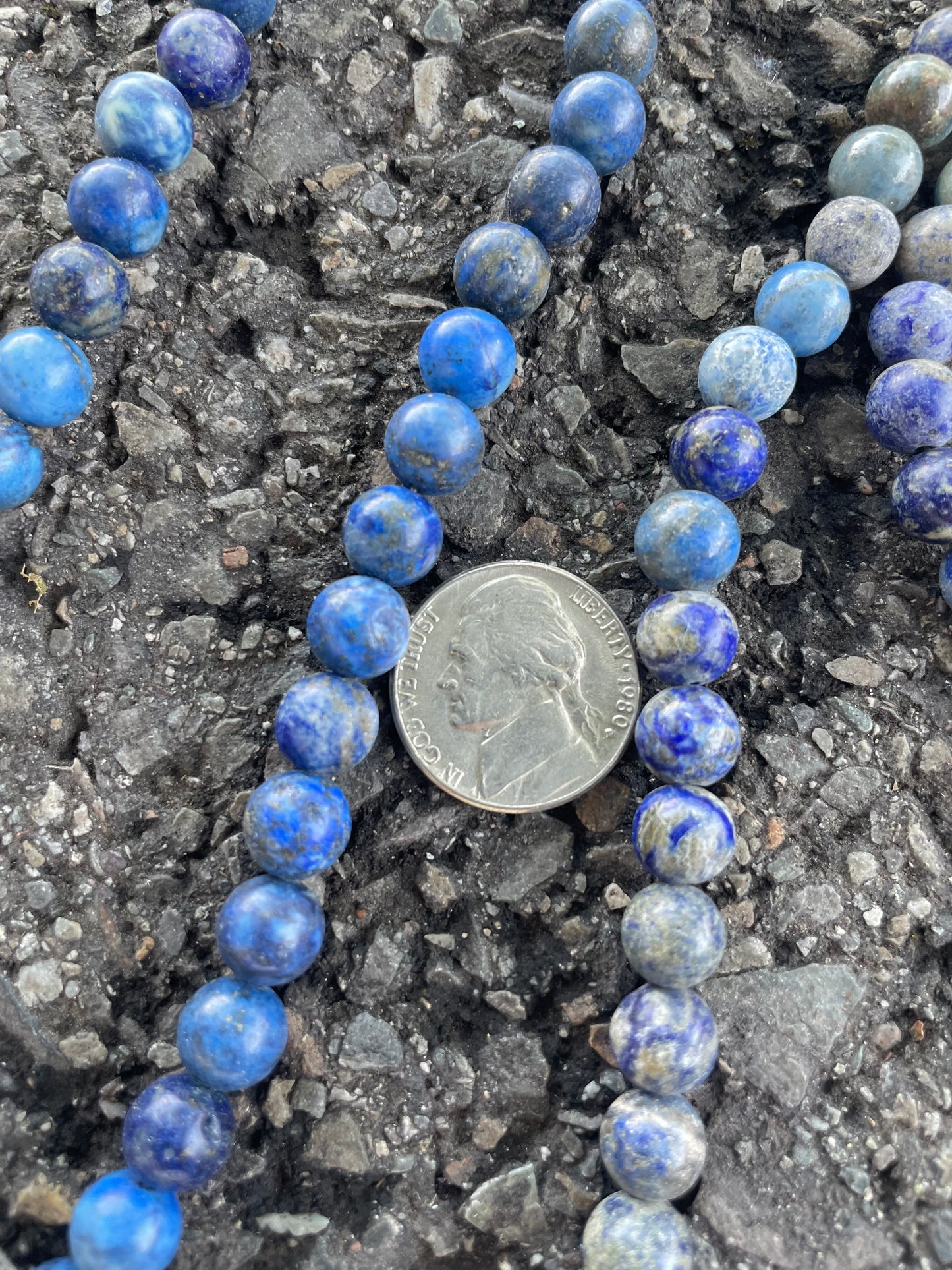 Blue Speckle Round Real Stone Beads