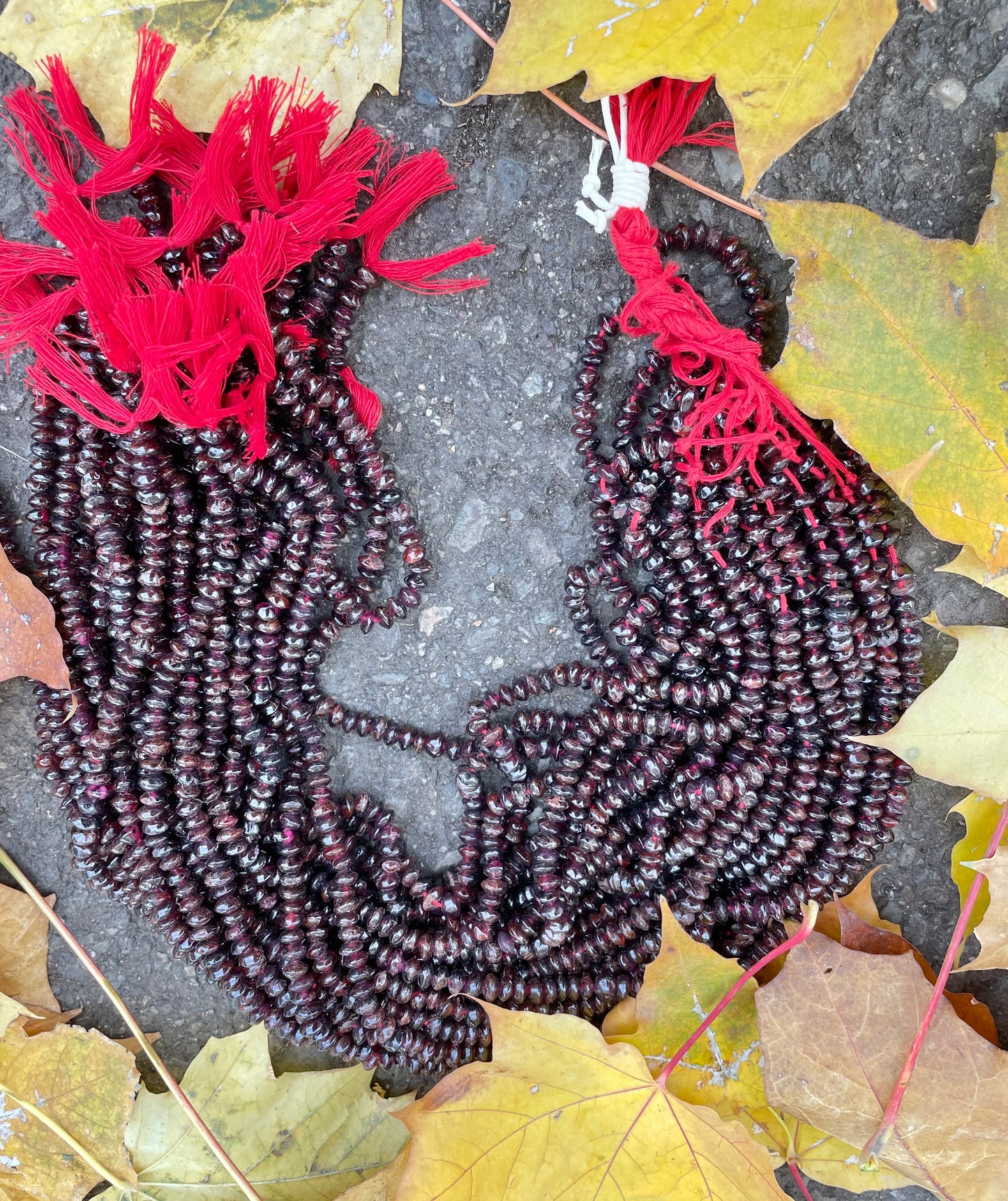 Dainty Garnet Saucer Shape Beads