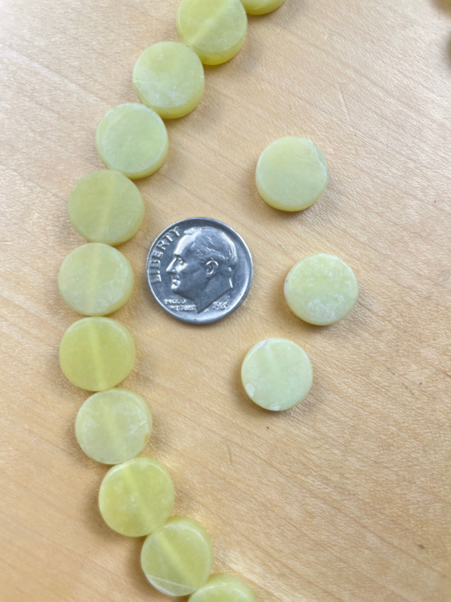 Light Green Coin Shape Stone Bead