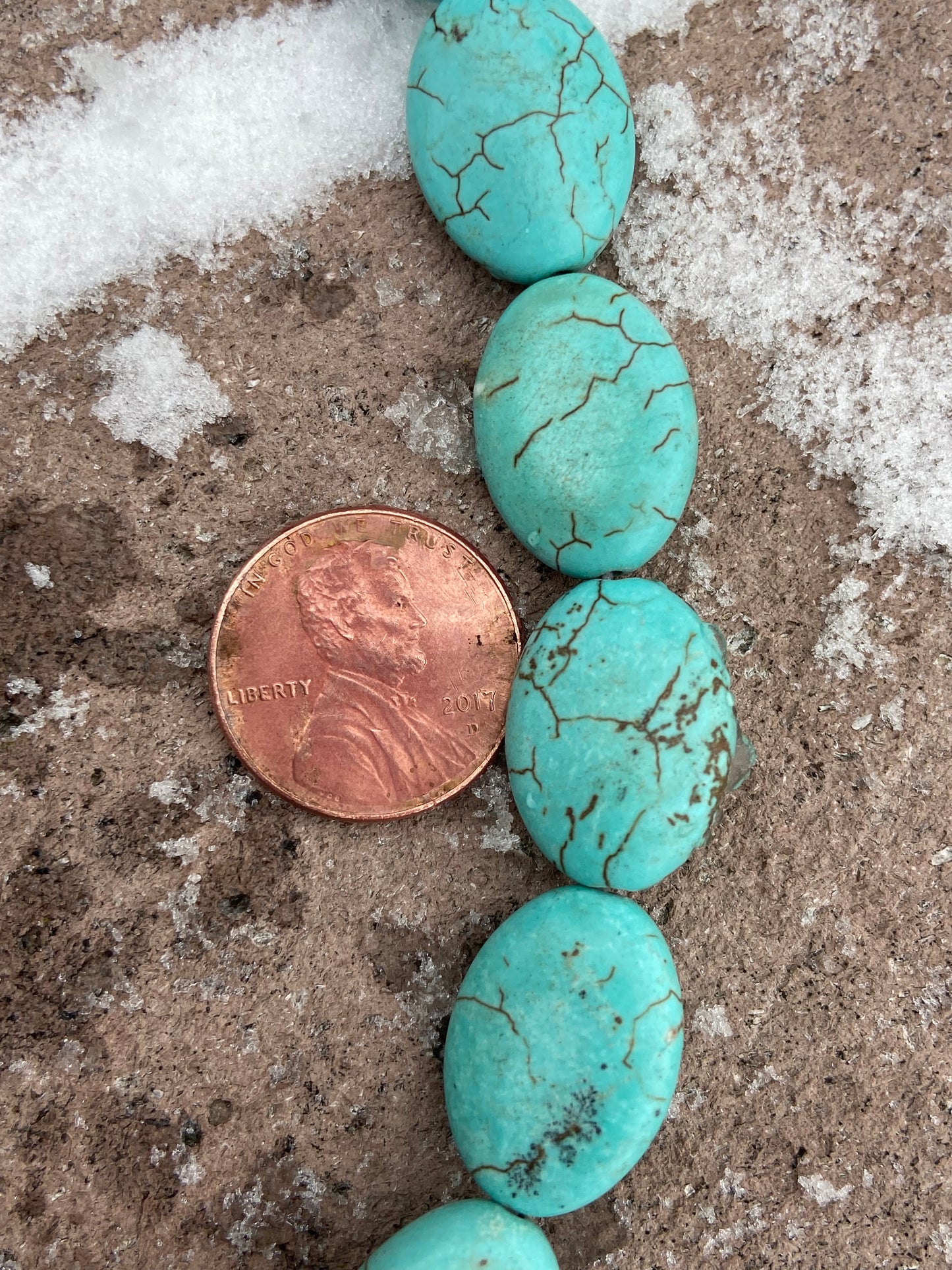 Turquoise Oval Flat Stone Beads 12mm