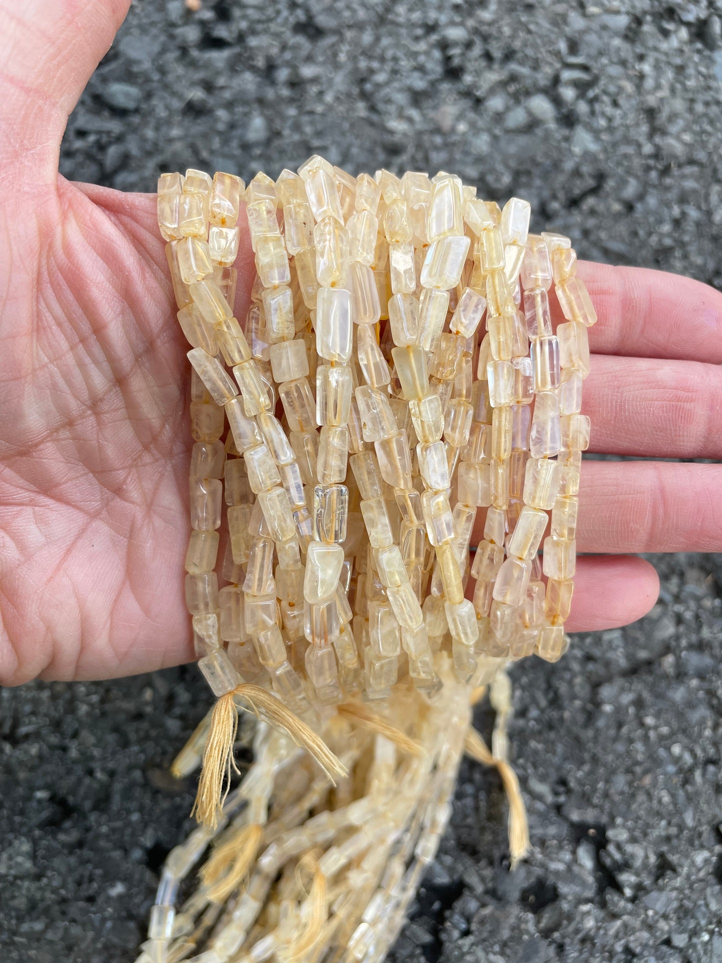 Cream Transparent Rectangular Stone Bead