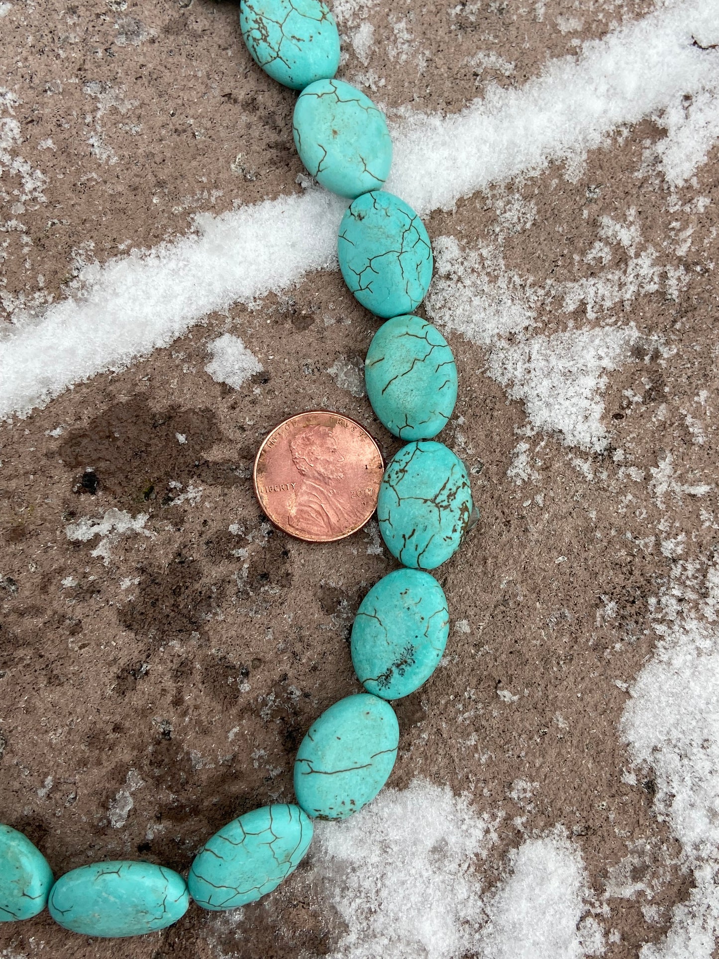 Turquoise Oval Flat Stone Beads 12mm