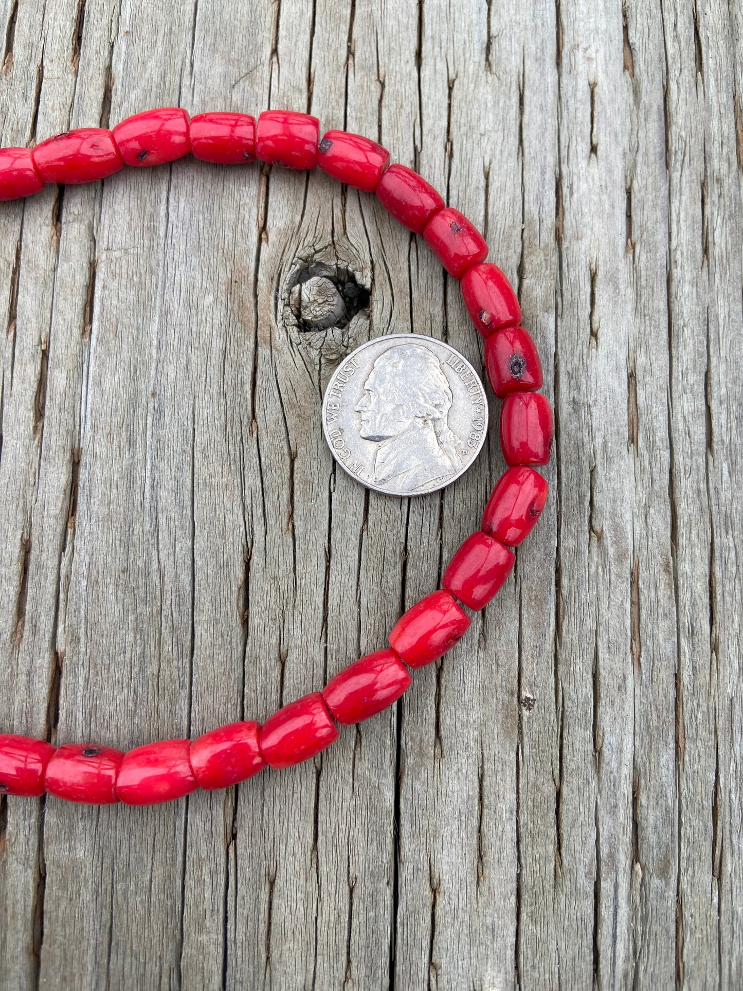 Red Barrel Coral Semi Precious Beads