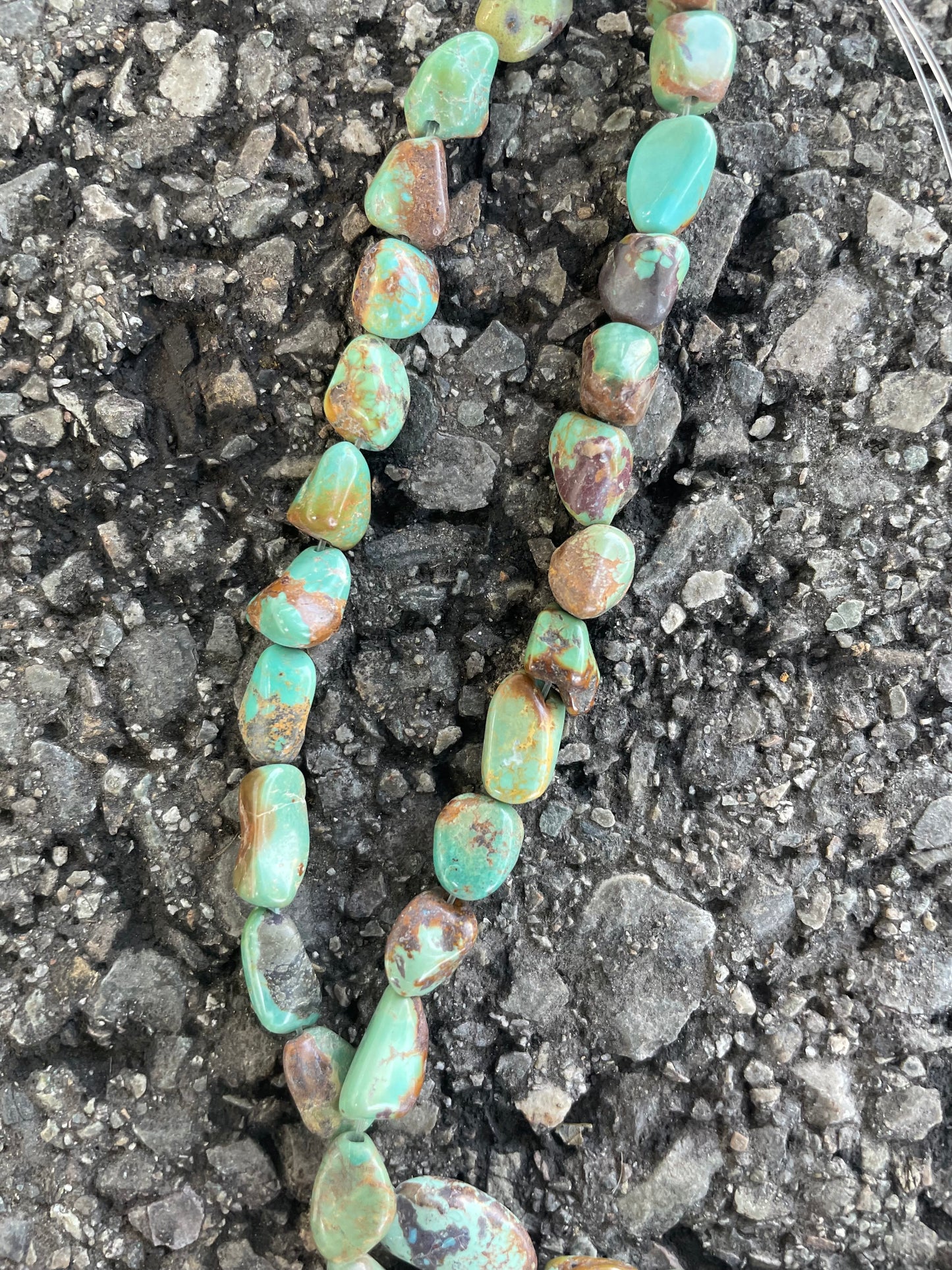 Natural Stone Irregular Greenish-Turquoise & Brown Beads