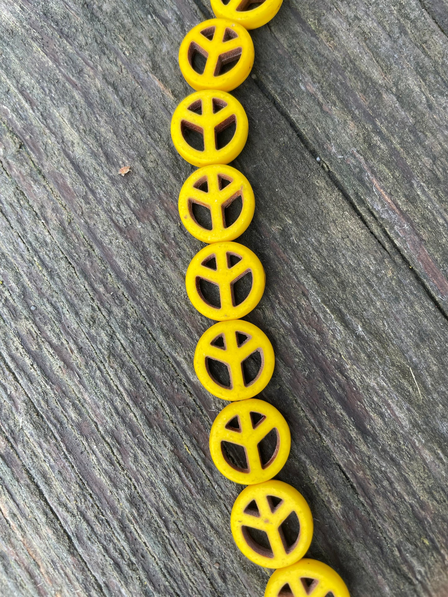 Peace Sign Real Stone Beads 18mm