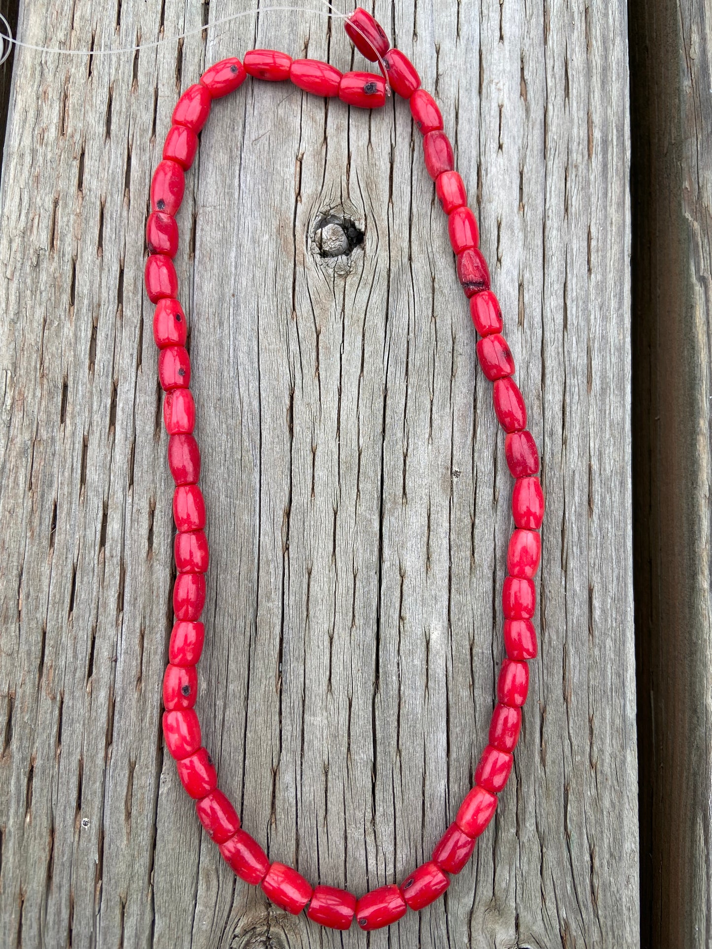 Red Barrel Coral Semi Precious Beads