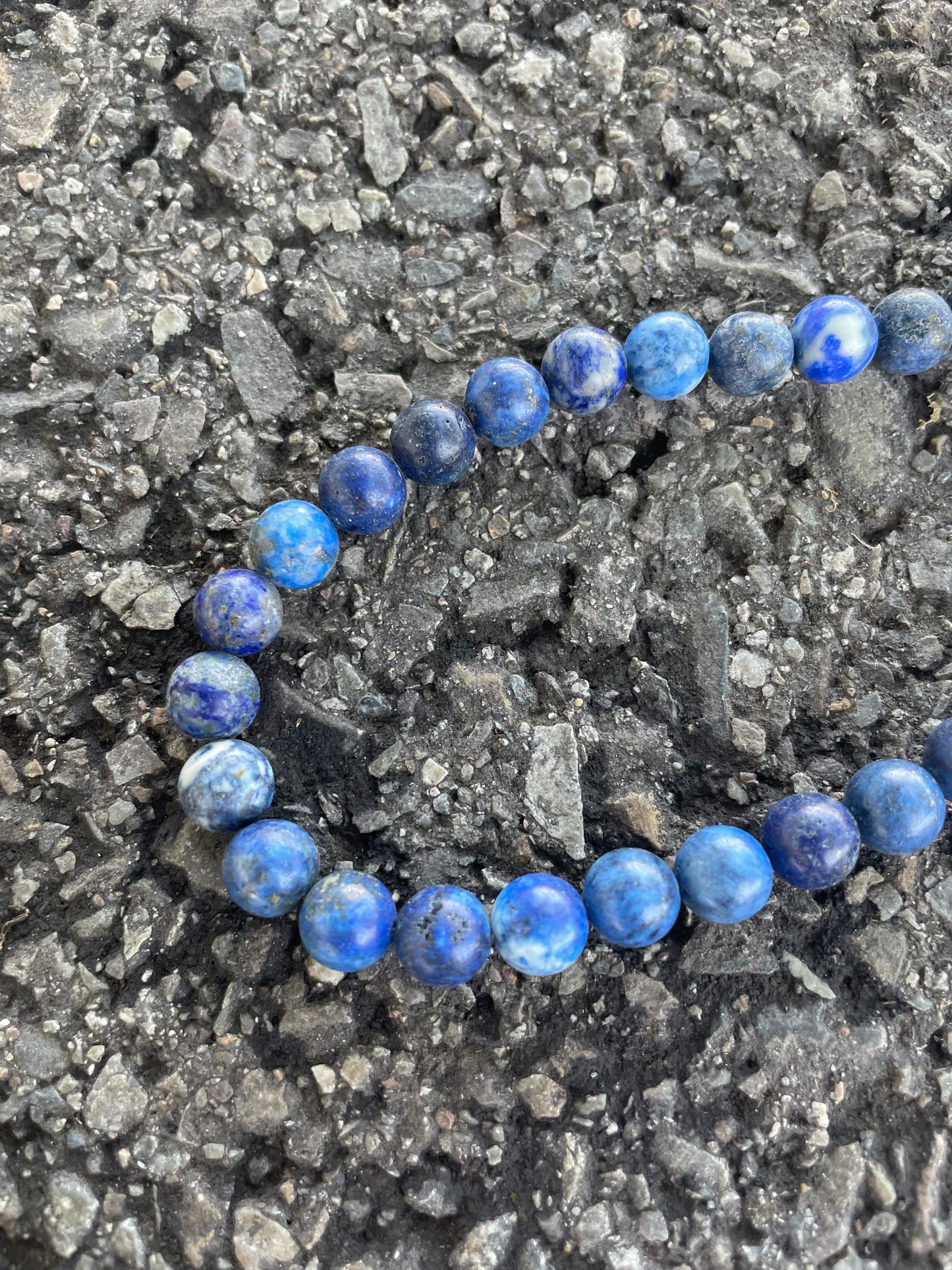 Blue Speckle Round Real Stone Beads