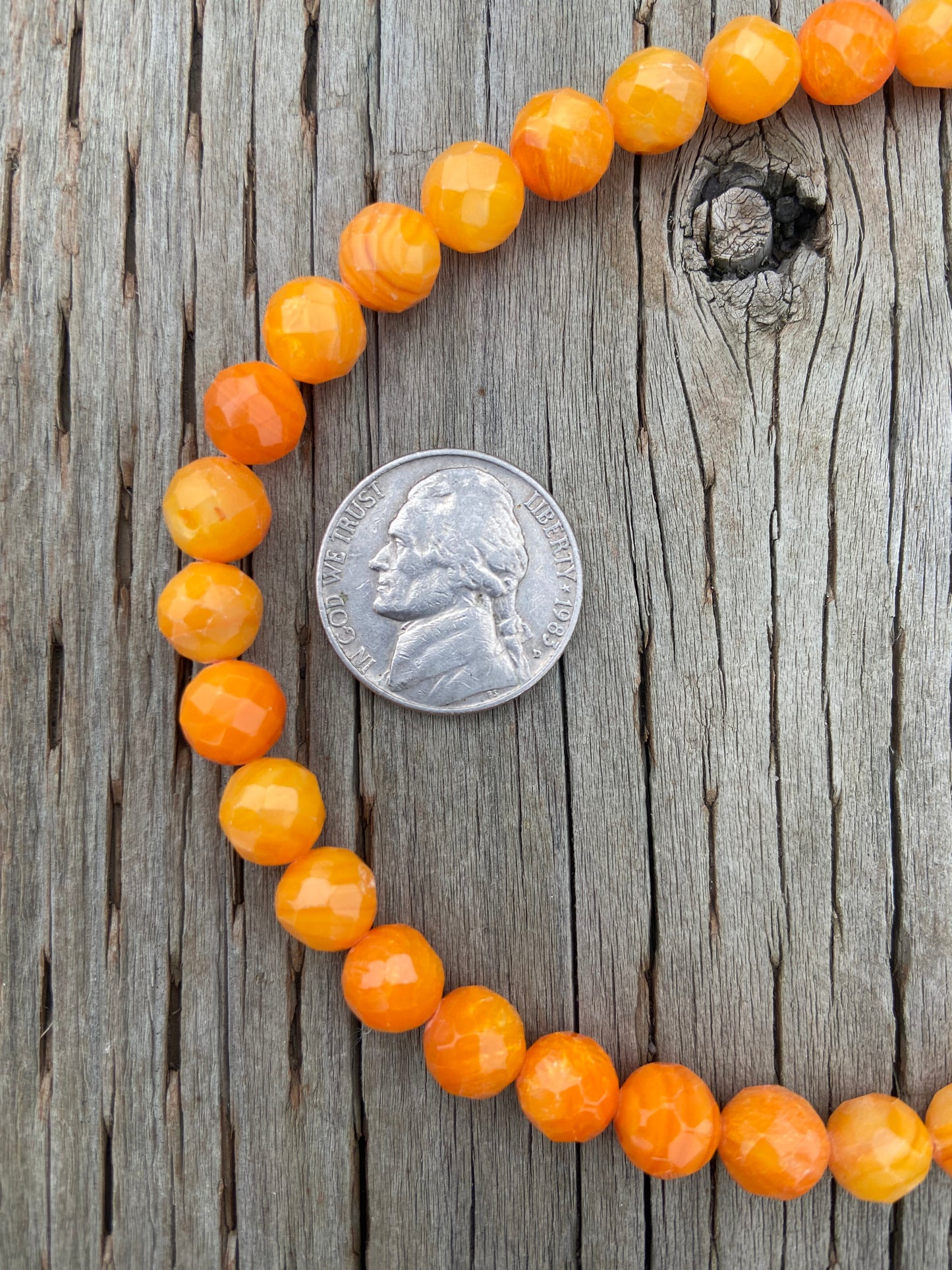 Orange Round Faceted Coral Bead