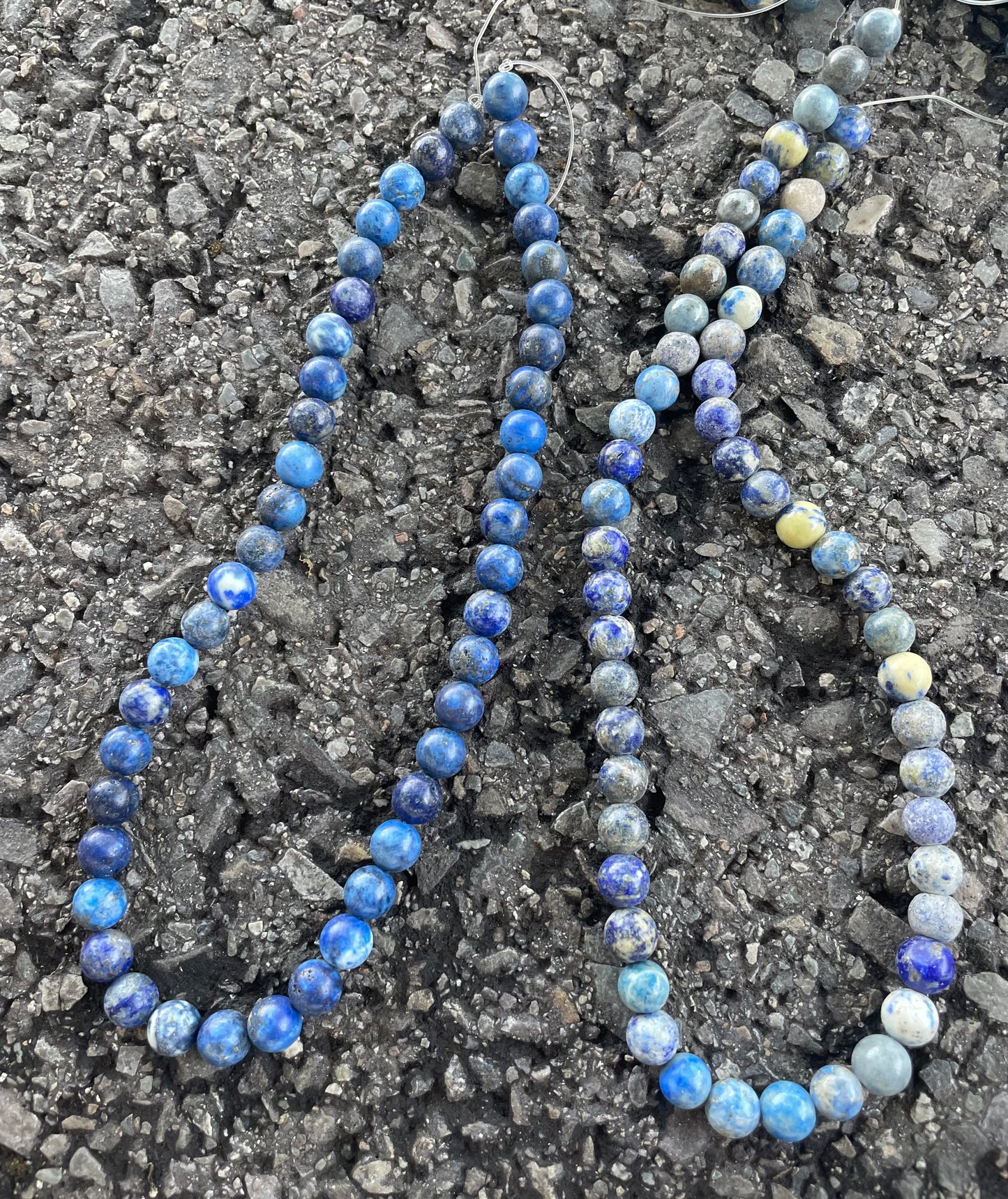 Blue Speckle Round Real Stone Beads